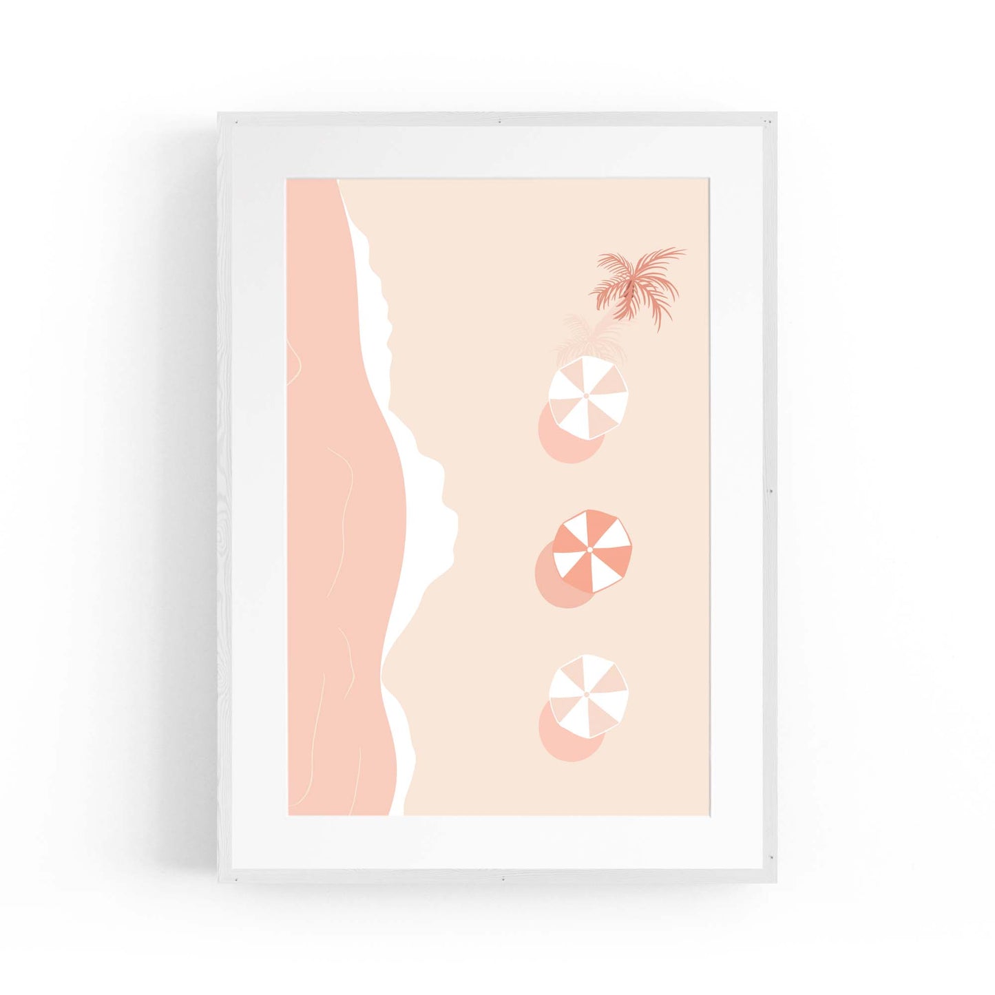 Minimal Beach Coastal Pink & Pastel Retro Wall Art - The Affordable Art Company