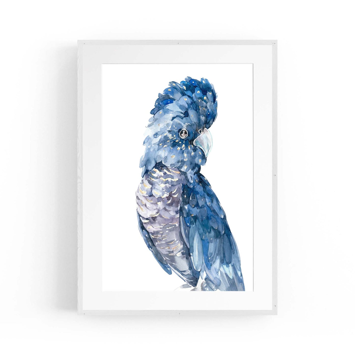 Blue Cockatoo Watercolour Painting Bird Wall Art #1 - The Affordable Art Company