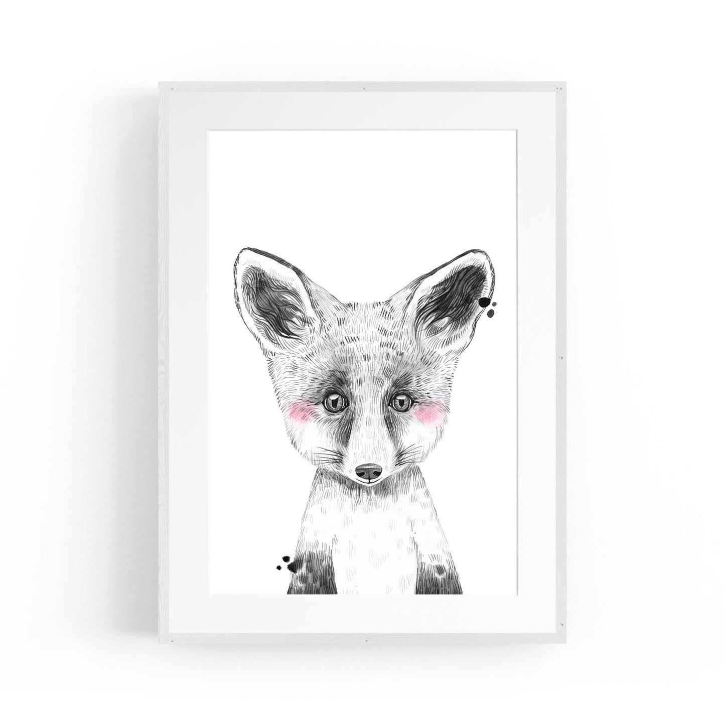 Cute Blushing Baby Fox Nursery Animal Wall Art - The Affordable Art Company