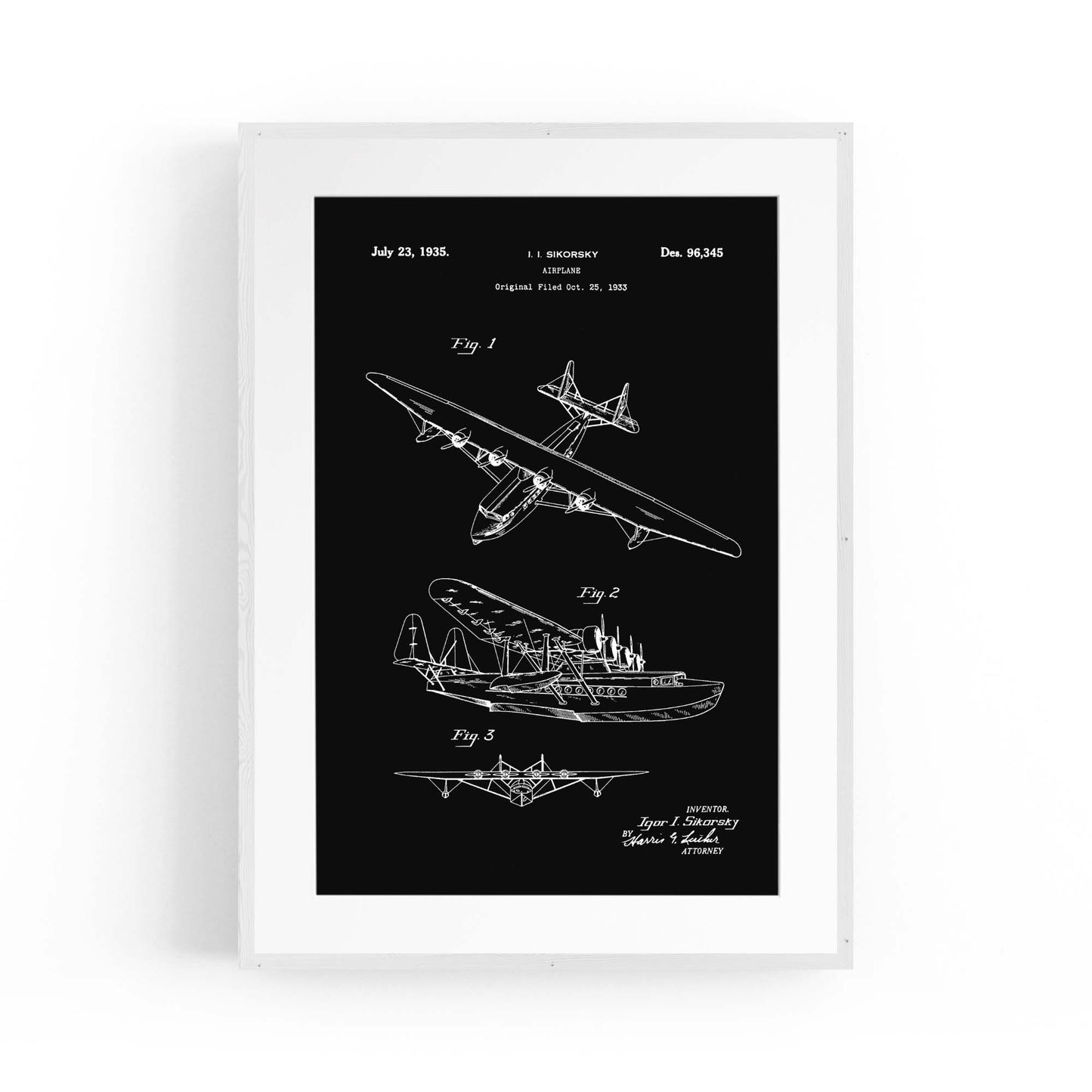 Airplane Patent Vintage Minimal Man Cave Wall Art #10 - The Affordable Art Company