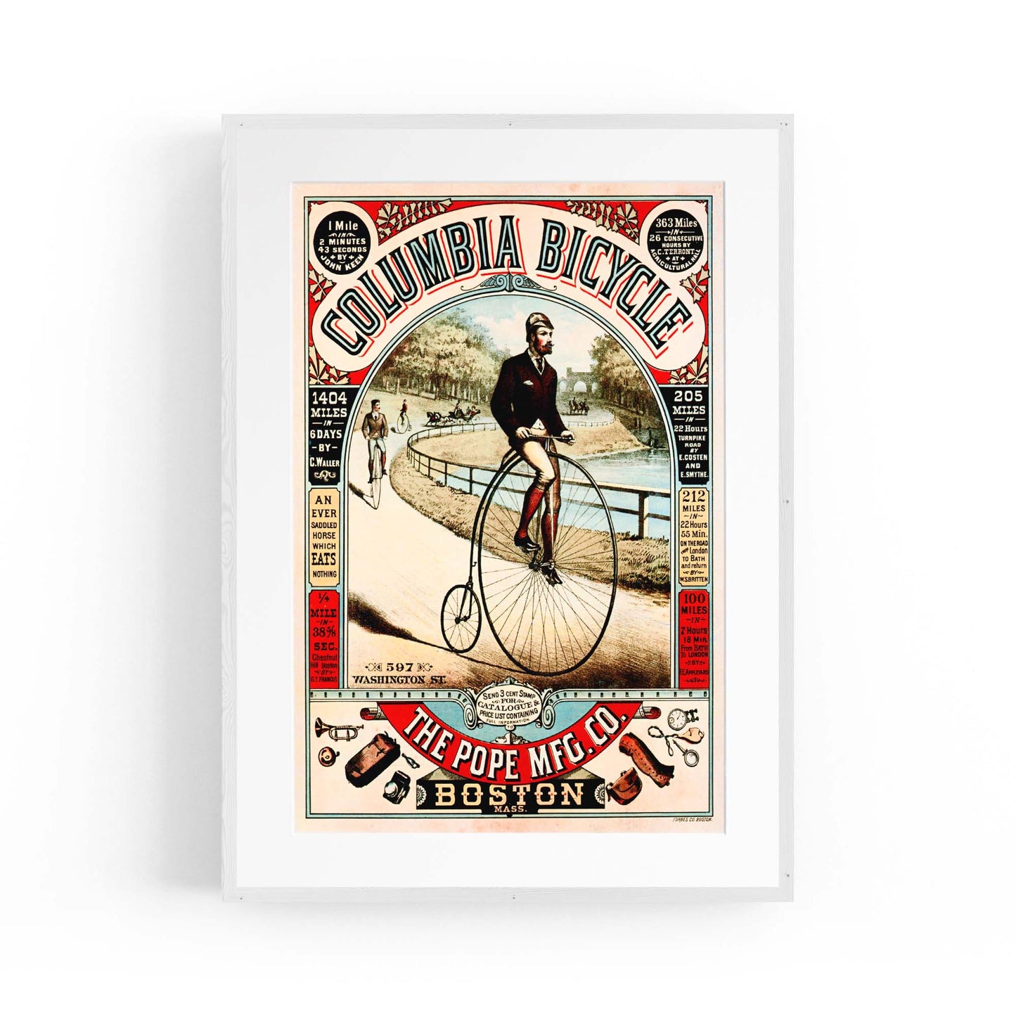 Columbia Bicycle Vintage Advert Cycling Wall Art - The Affordable Art Company