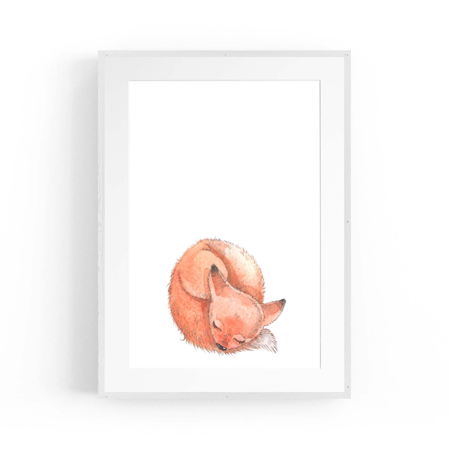 Cute Sleeping Fox Cartoon Animal Nursery Wall Art - The Affordable Art Company