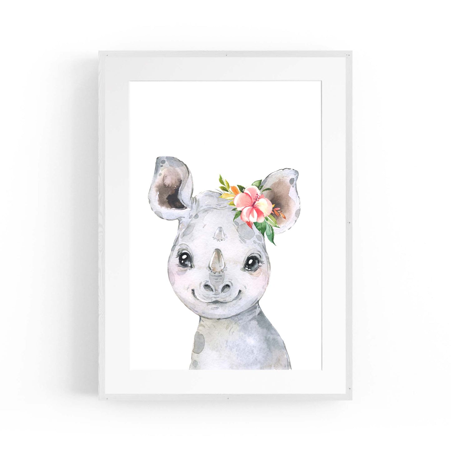 Cute Baby Rhino Nursery Animal Gift Wall Art - The Affordable Art Company