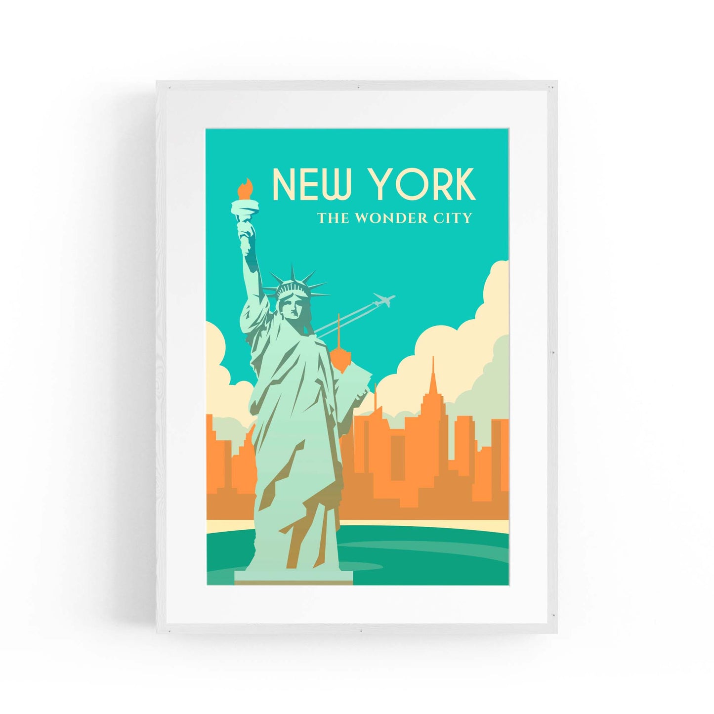 Retro New York USA Vintage Travel Wall Art - The Affordable Art Company