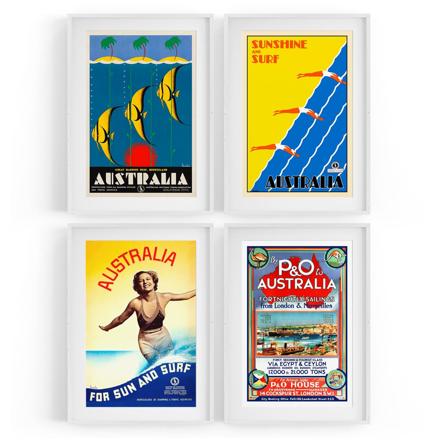 Set of 4 Australian Vintage Advertisements Wall Art - The Affordable Art Company