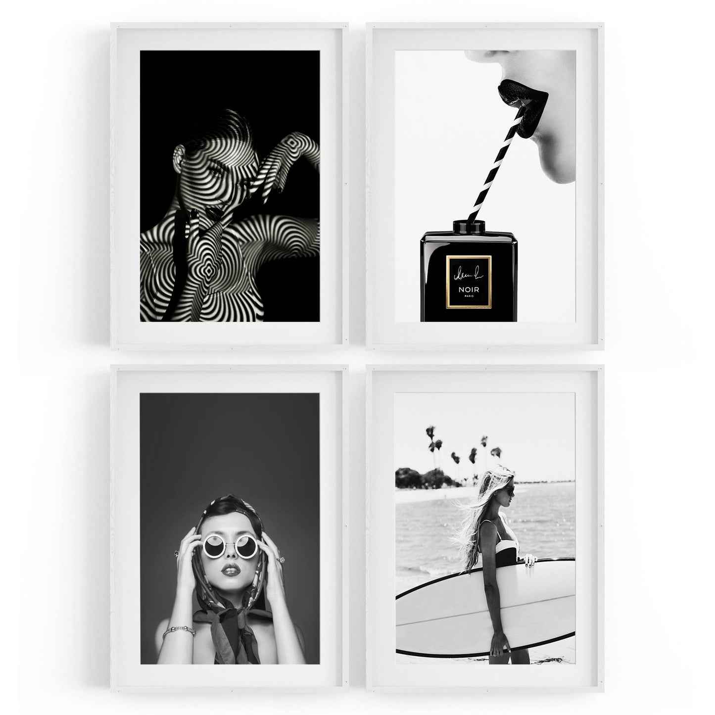 Set of 4 Fashion Inspired Black and White Bedroom Photography Wall Art - The Affordable Art Company