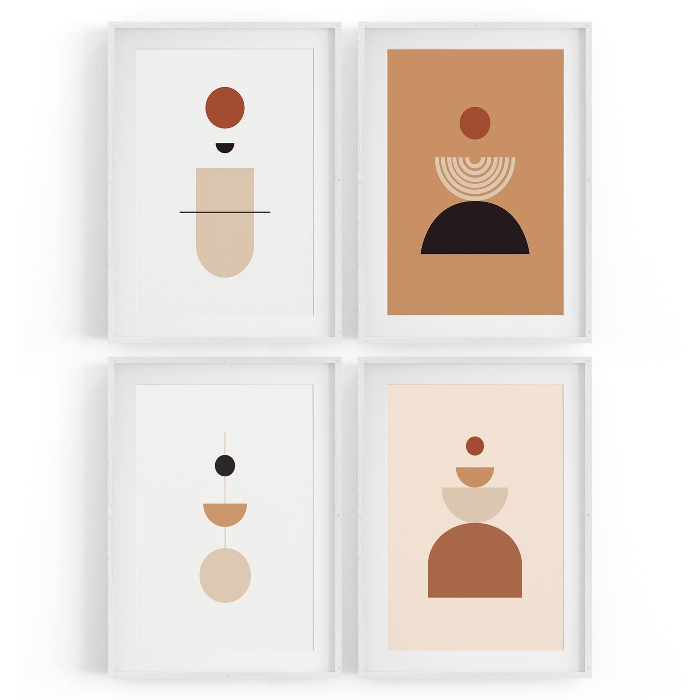 Set of 4 Minimal Peach Abstract Shape Design Wall Art - The Affordable Art Company