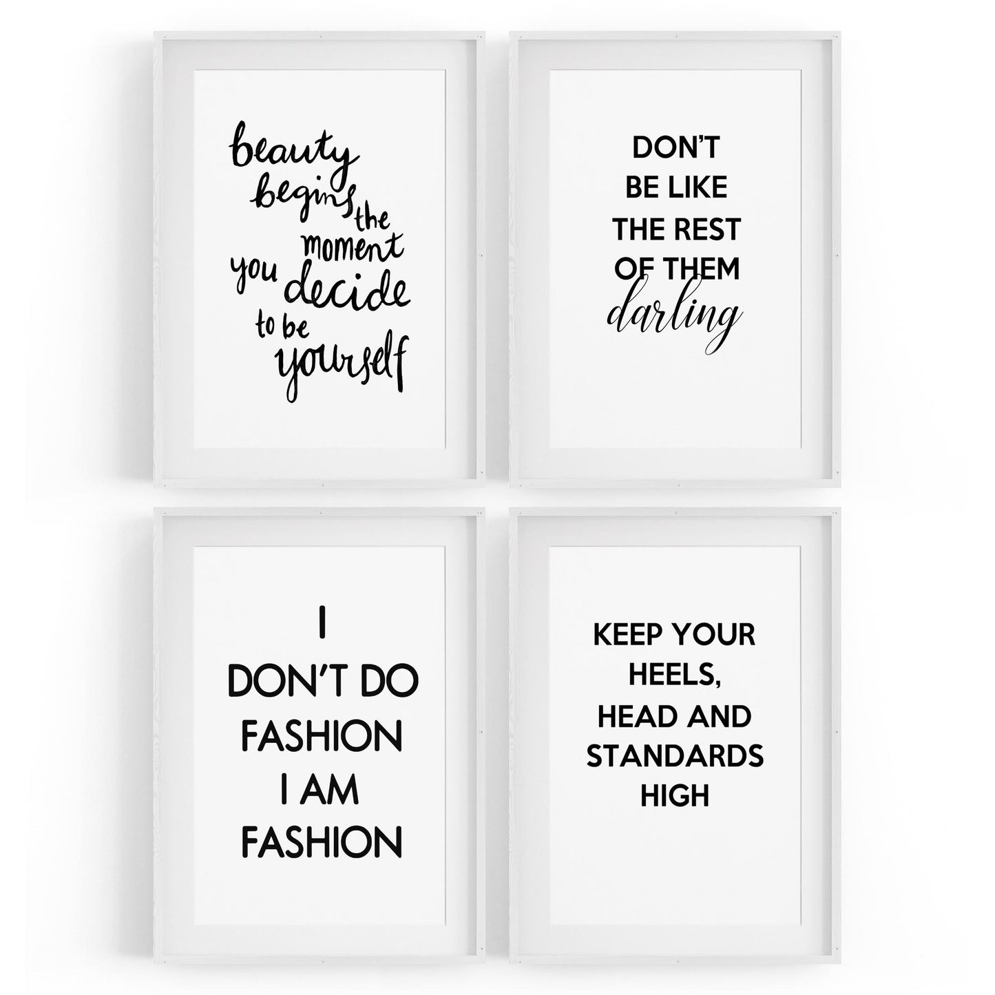 Set of 4 Inspirational Fashion Quotes Bedroom Wall Art - The Affordable Art Company