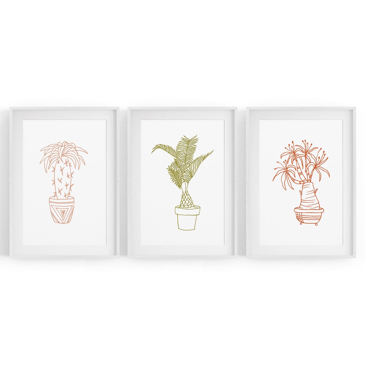 Set of Abstract Plants Kitchen Hallway Wall Art - The Affordable Art Company