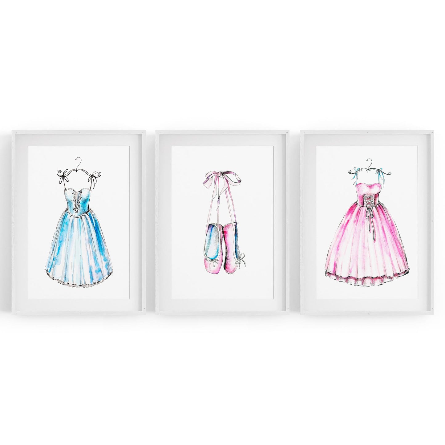 Set of Cute Ballerina Girls Bedroom Ballet Wall Art - The Affordable Art Company