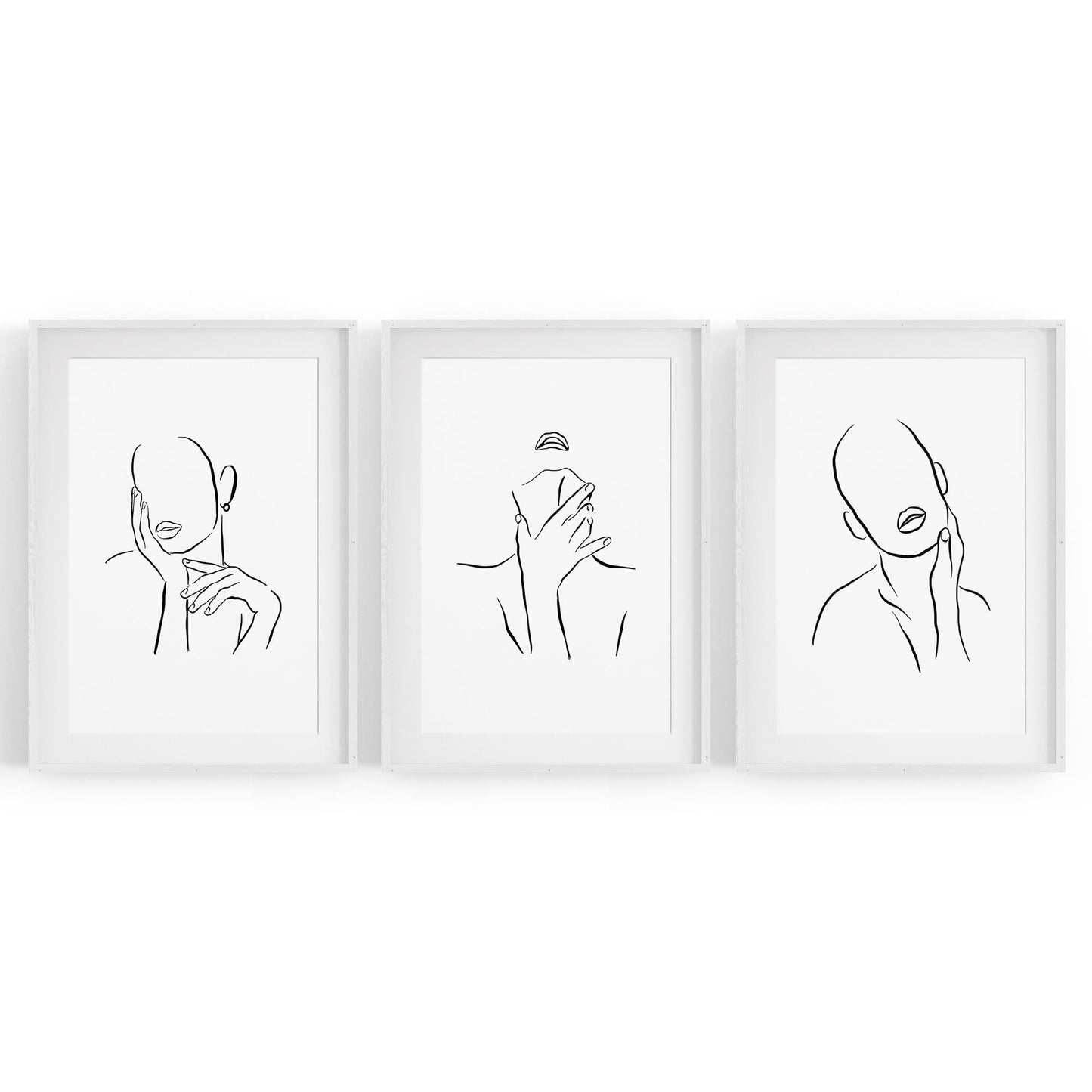 Set of Female Faces Minimal Line Drawings Wall Art - The Affordable Art Company