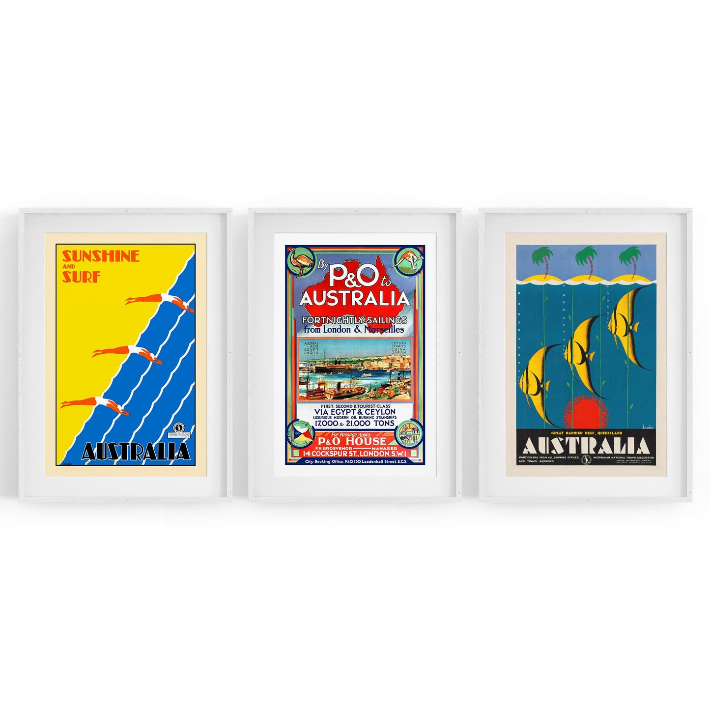 Set of Vintage Australian Travel Advert Wall Art - The Affordable Art Company