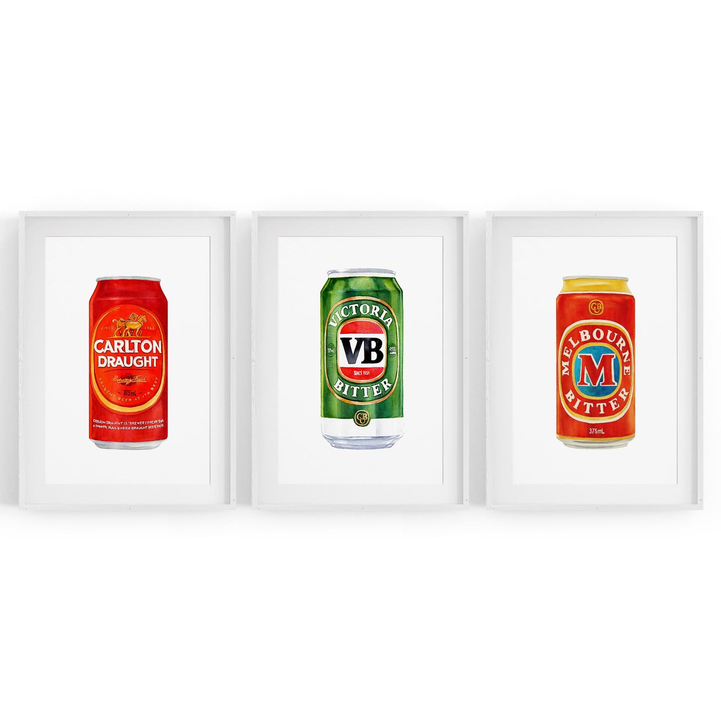 Set of Aussie Beer Tinnie Paintings Shed Wall Art - The Affordable Art Company