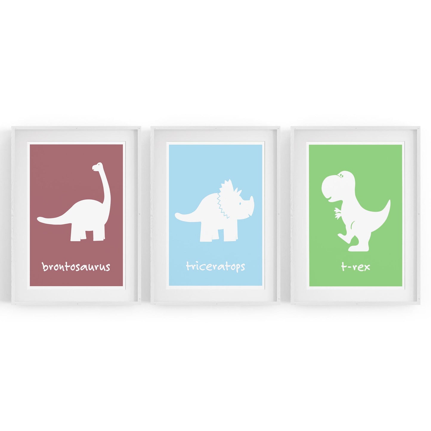Set of Cartoon Dinosaur Nursery Bedroom Wall Art #2 - The Affordable Art Company