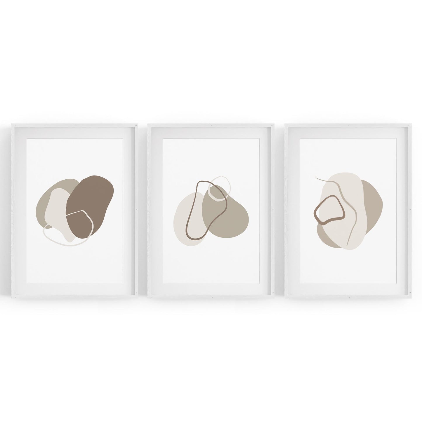 Set of 3 Grey Abstract Shape Wall Art - The Affordable Art Company