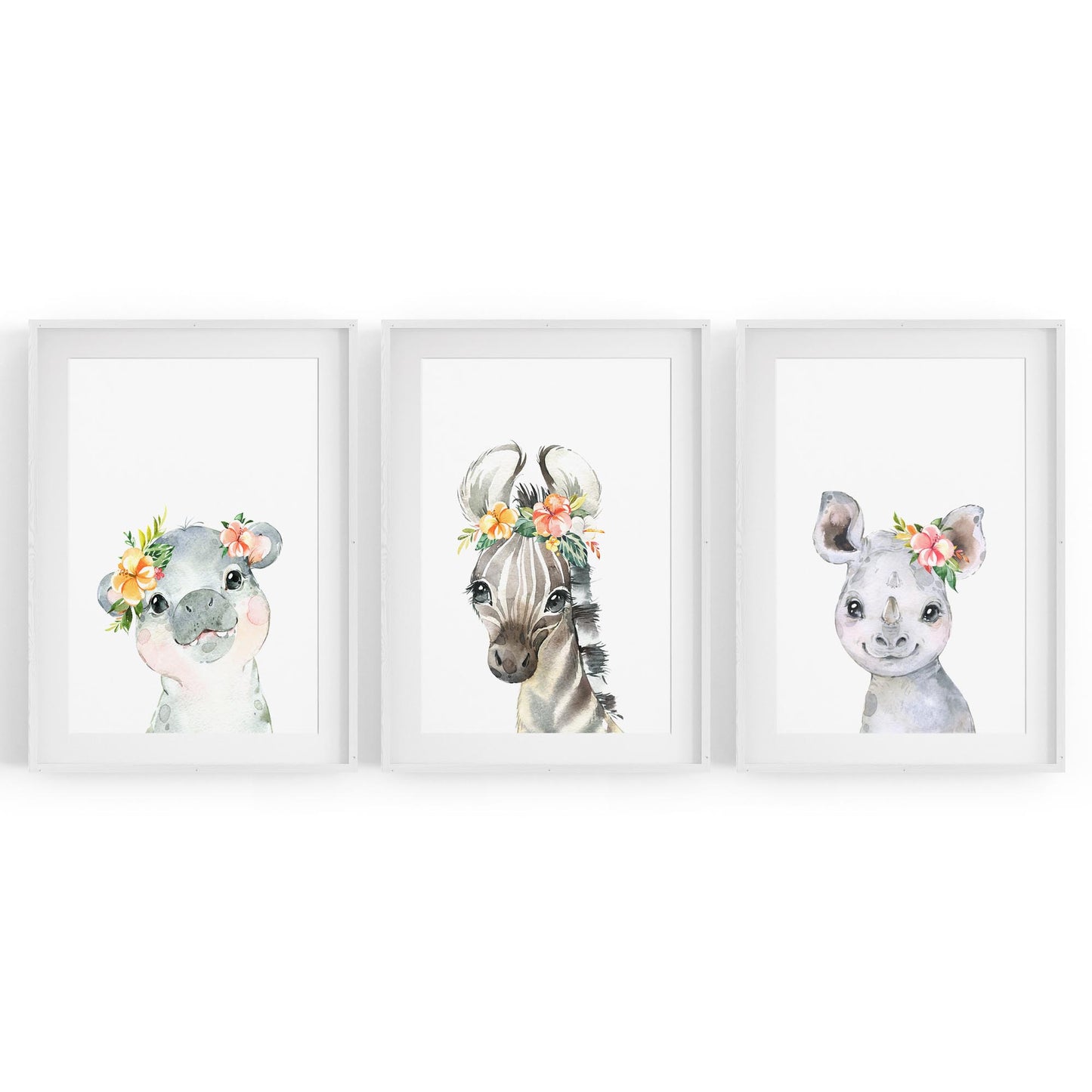 Set of Cute Baby Safari Animals Nursery Wall Art #4 - The Affordable Art Company