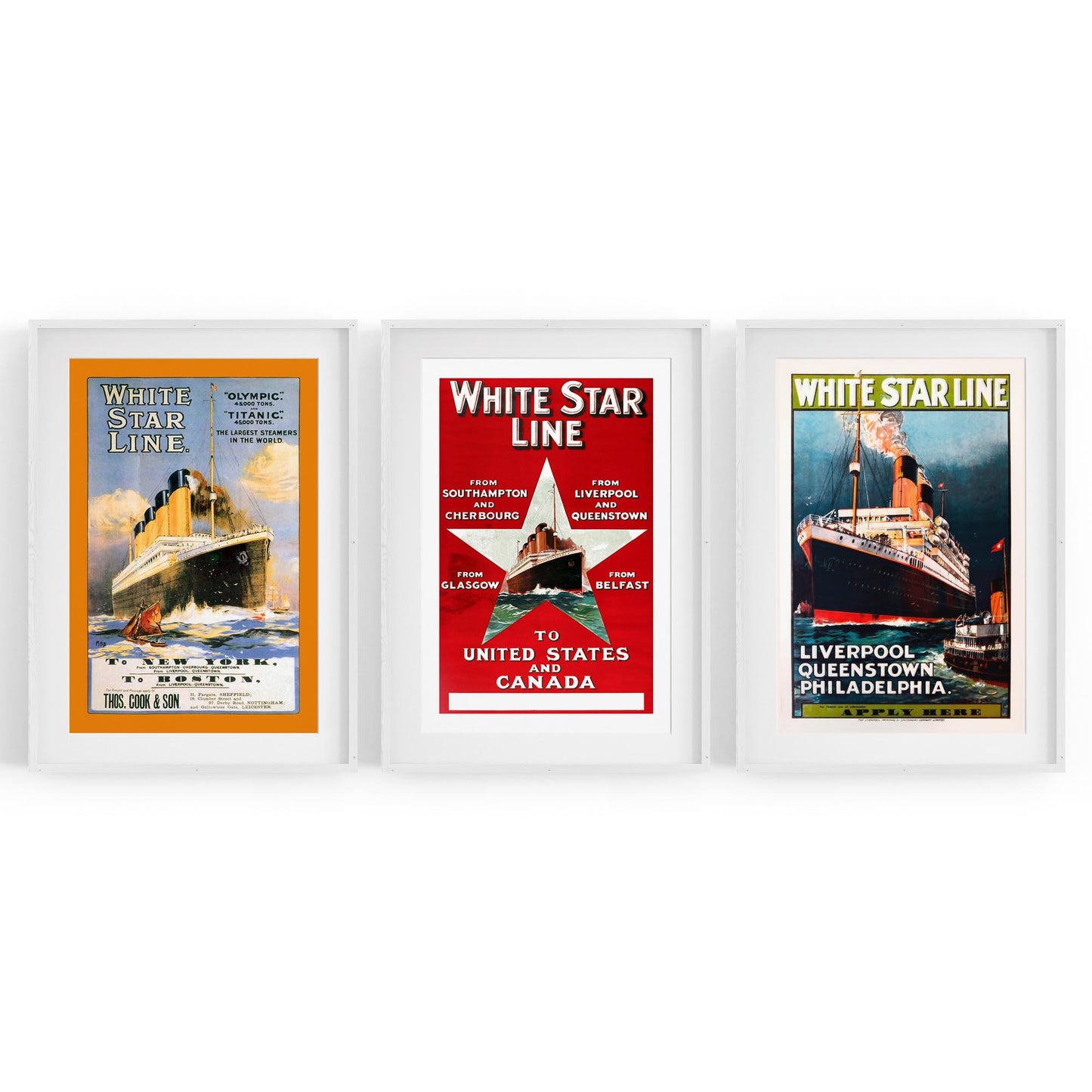 Set of Vintage White Star Line Advert Wall Art - The Affordable Art Company