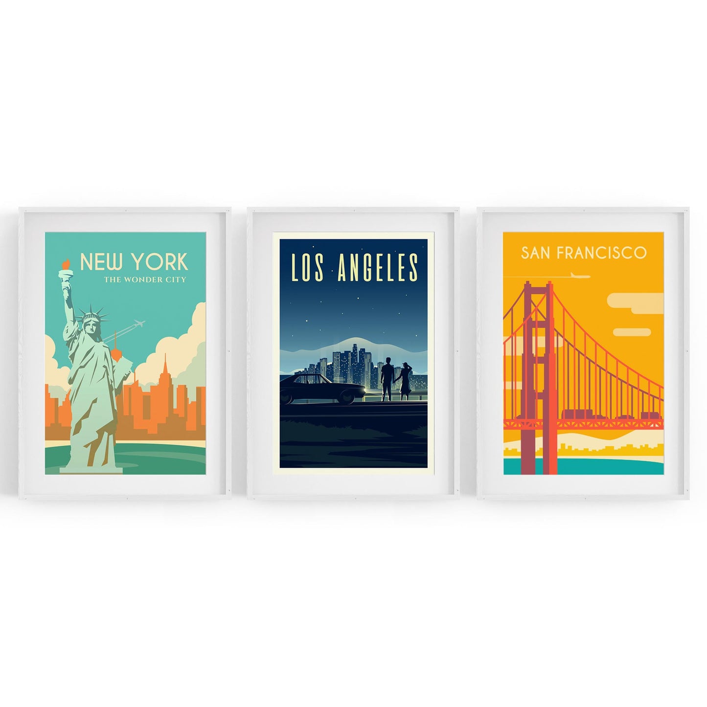 Set of Retro Travel Wall Art (USA Travel) - The Affordable Art Company