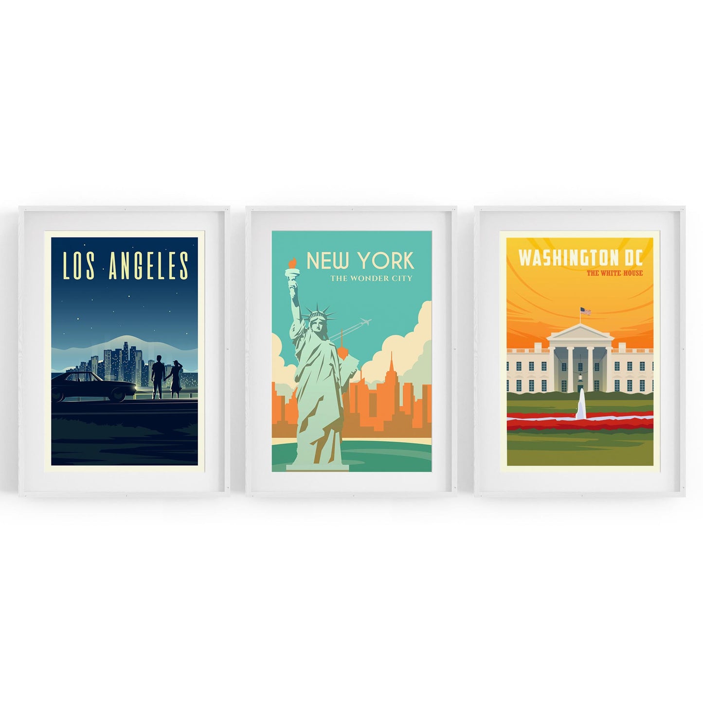 Set of Retro Travel Wall Art (USA Travel) - The Affordable Art Company