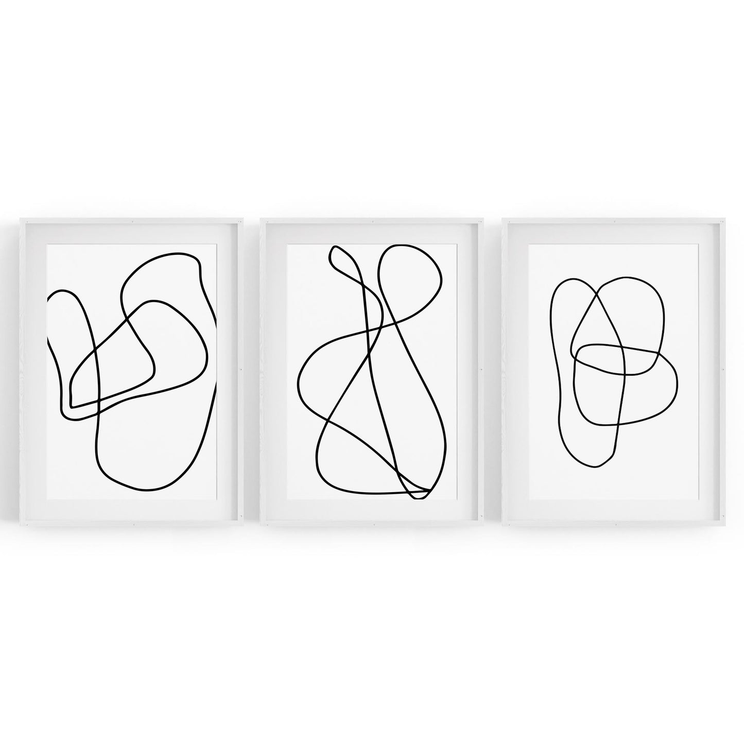 Set of Abstract Line Drawing Minimal Shape Wall Art #3 - The Affordable Art Company