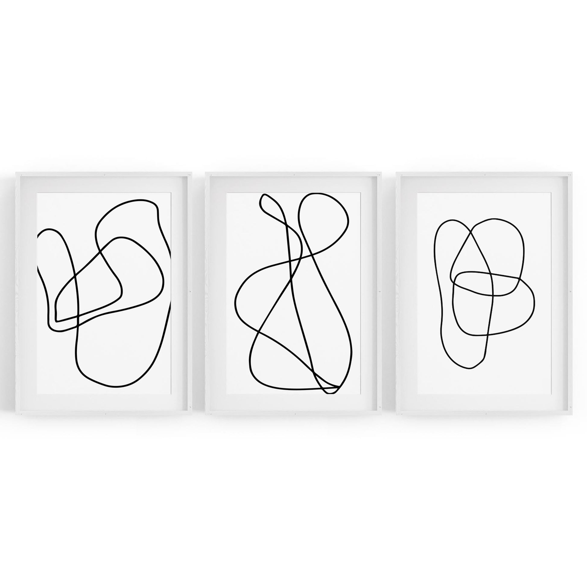 Set of Abstract Line Drawing Minimal Shape Wall Art #3 - The Affordable Art Company