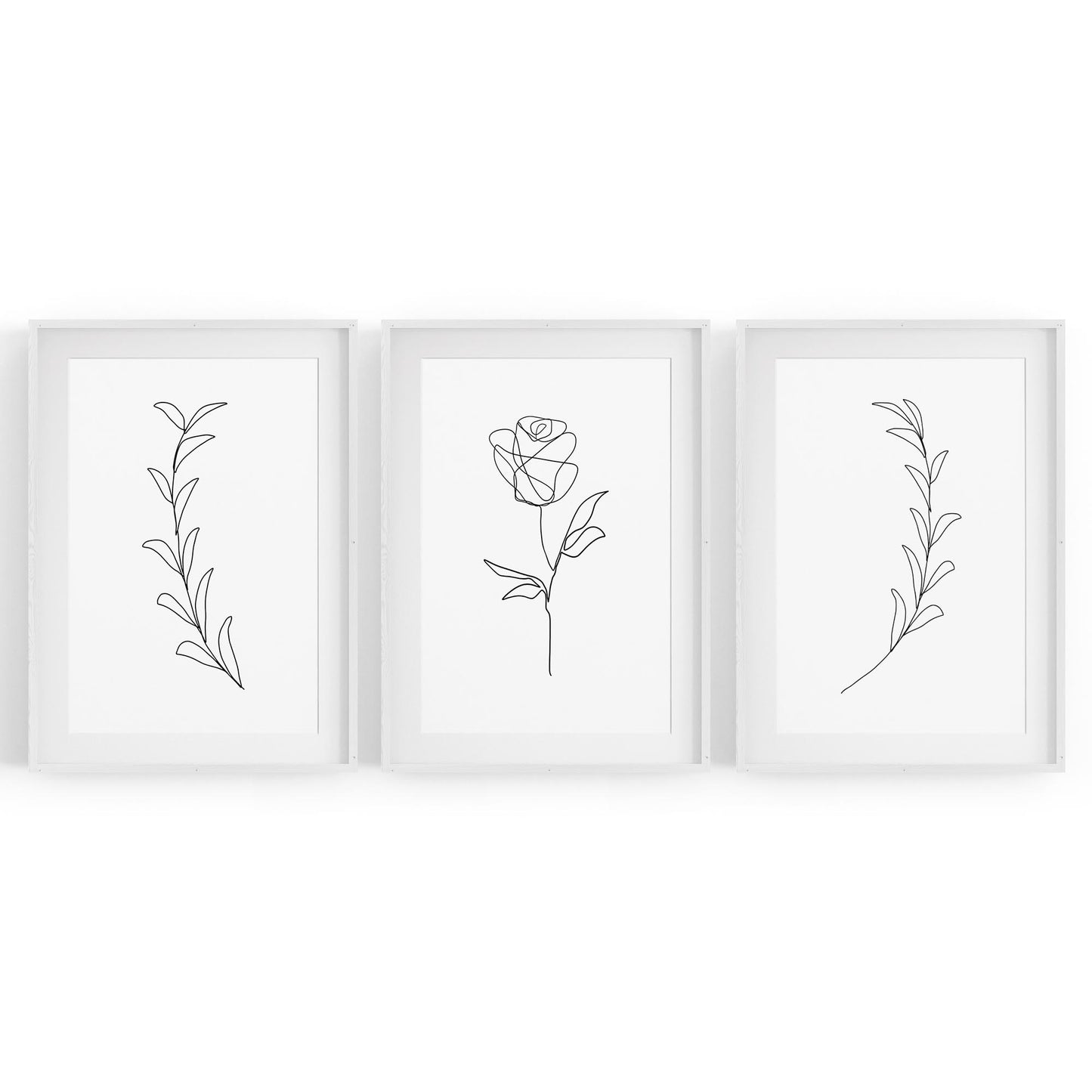 Set of Minimal Flower Line Drawings Wall Art #3 - The Affordable Art Company