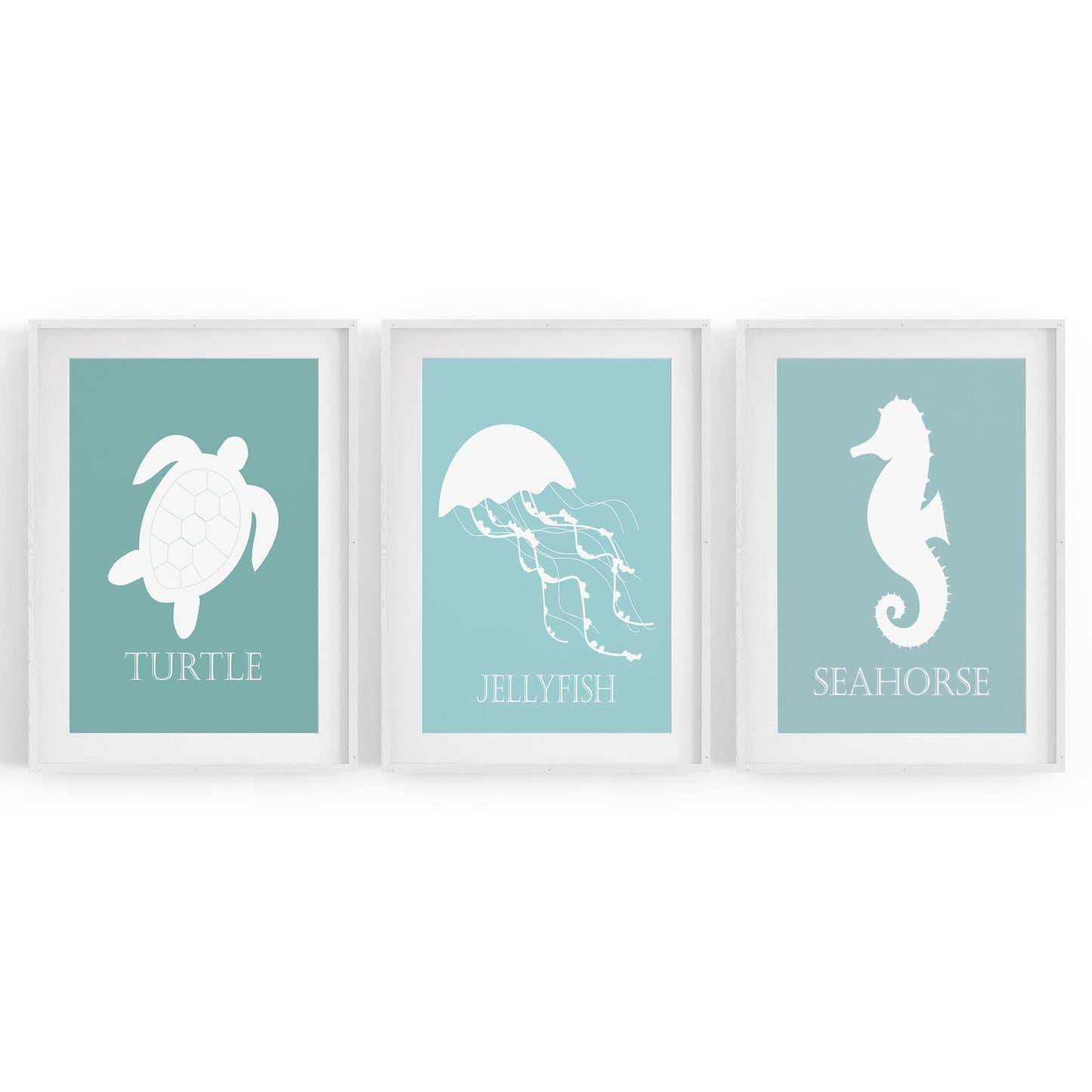 Set of Nursery Sea Life Turtle Seahorse Wall Art - The Affordable Art Company