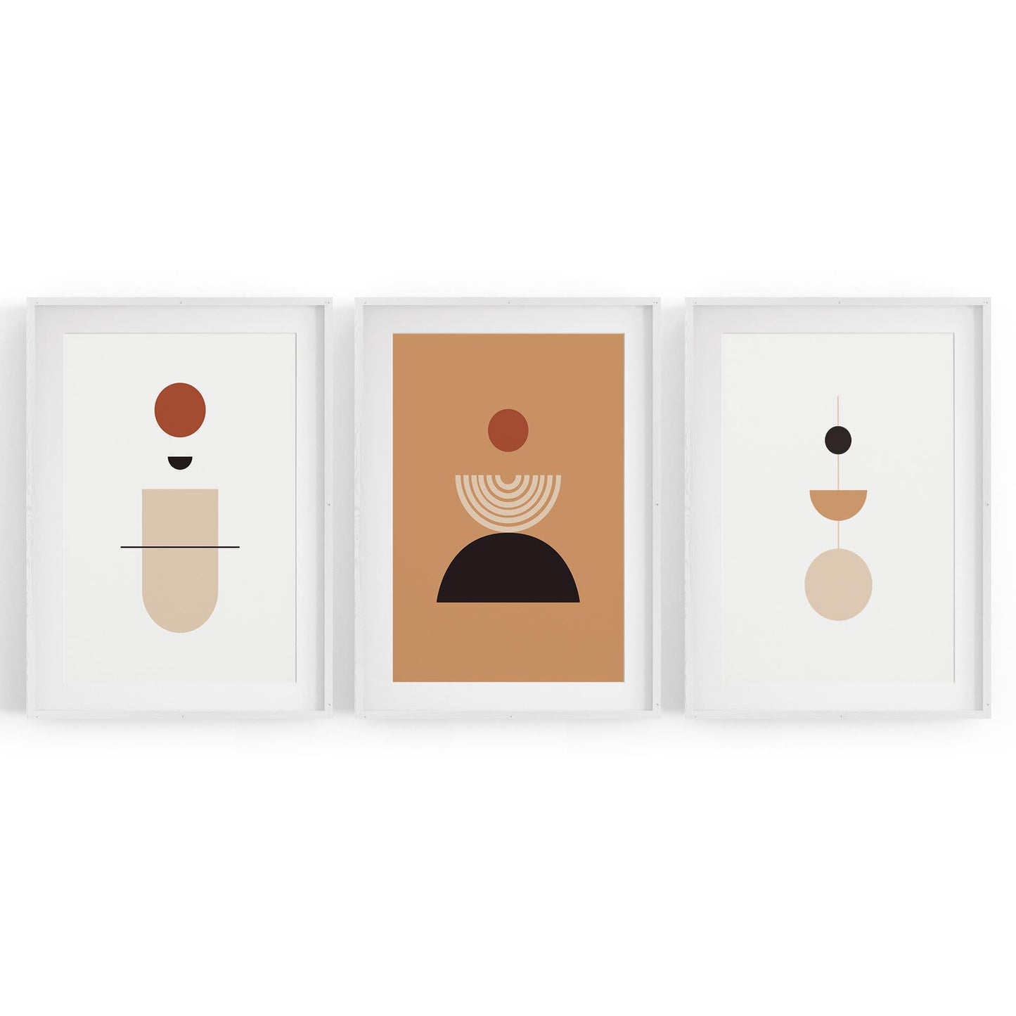 Set of Abstract Shape Retro Minimal Modern Art #1 - The Affordable Art Company