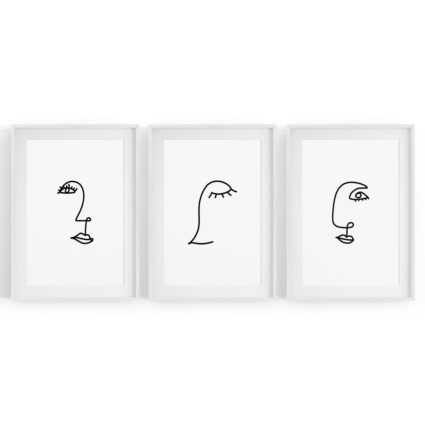 Set of Face Line Drawings Abstract Style Wall Art #2 - The Affordable Art Company