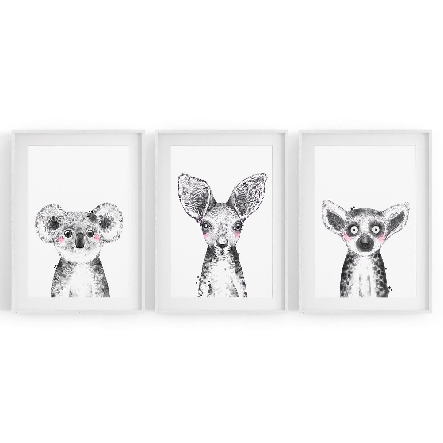 Set of Blushing Australian Animals Nursery Wall Art - The Affordable Art Company