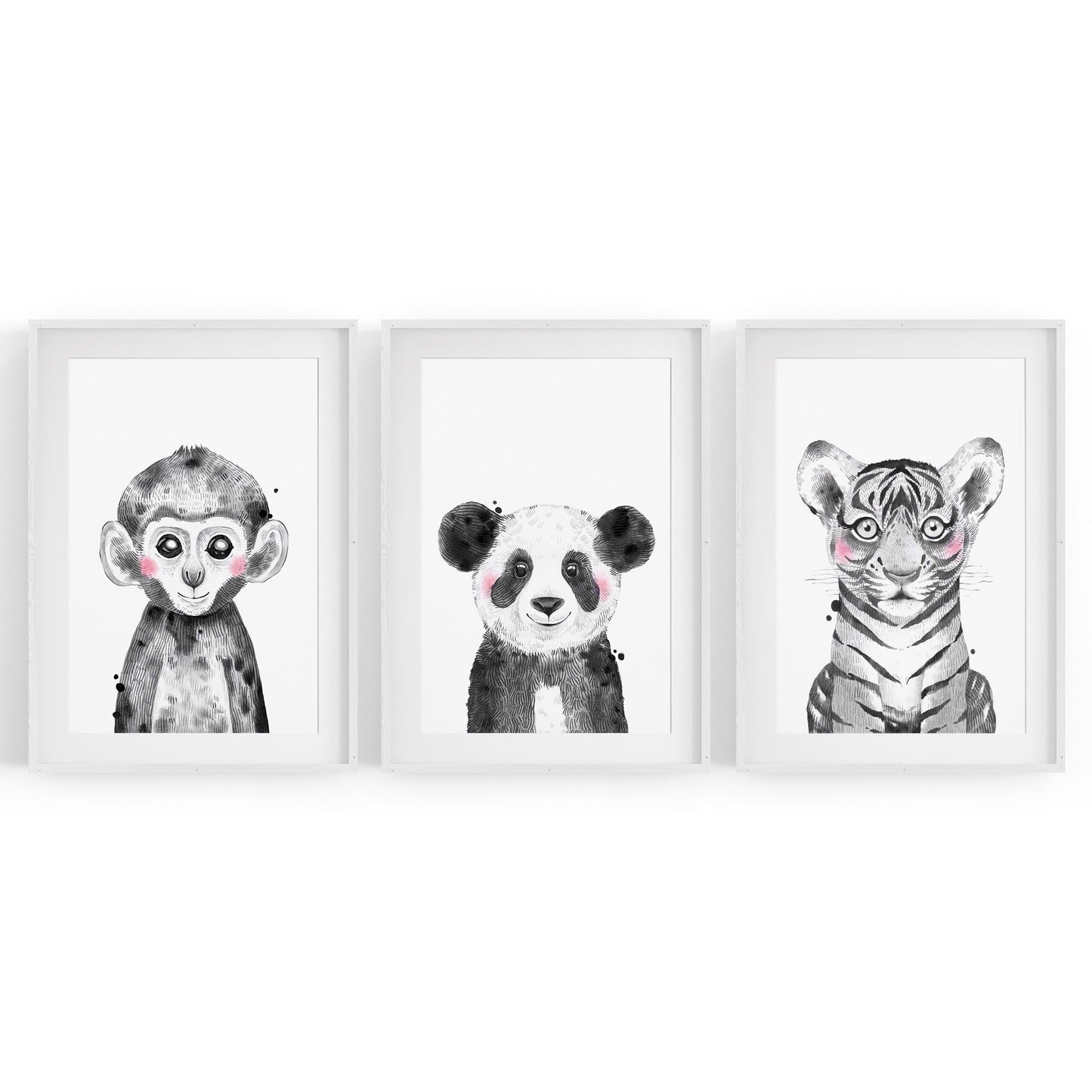 Set of Blushing Jungle Animals Nursery Wall Art - The Affordable Art Company