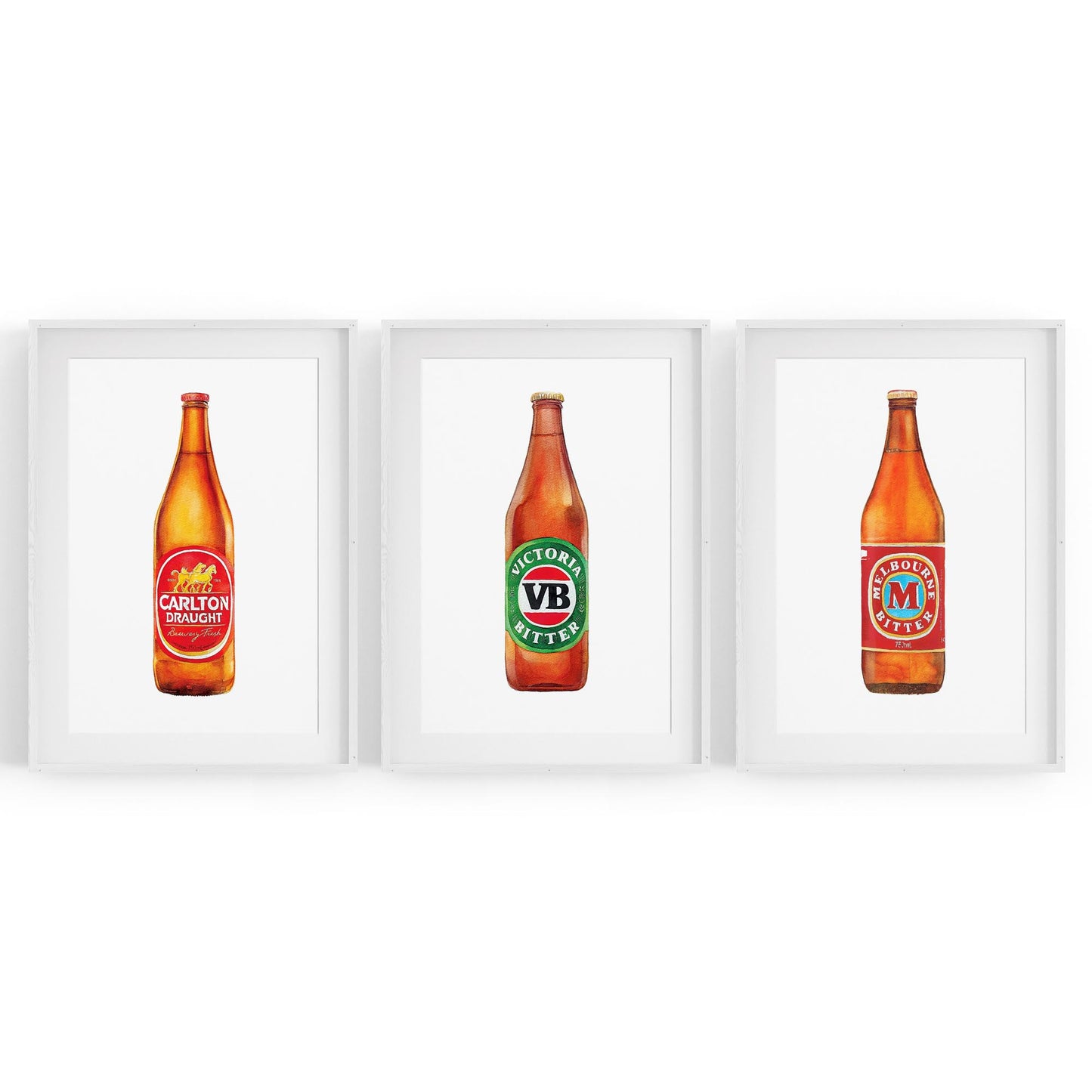 Set of Aussie Beer Longneck Paintings Wall Art - The Affordable Art Company