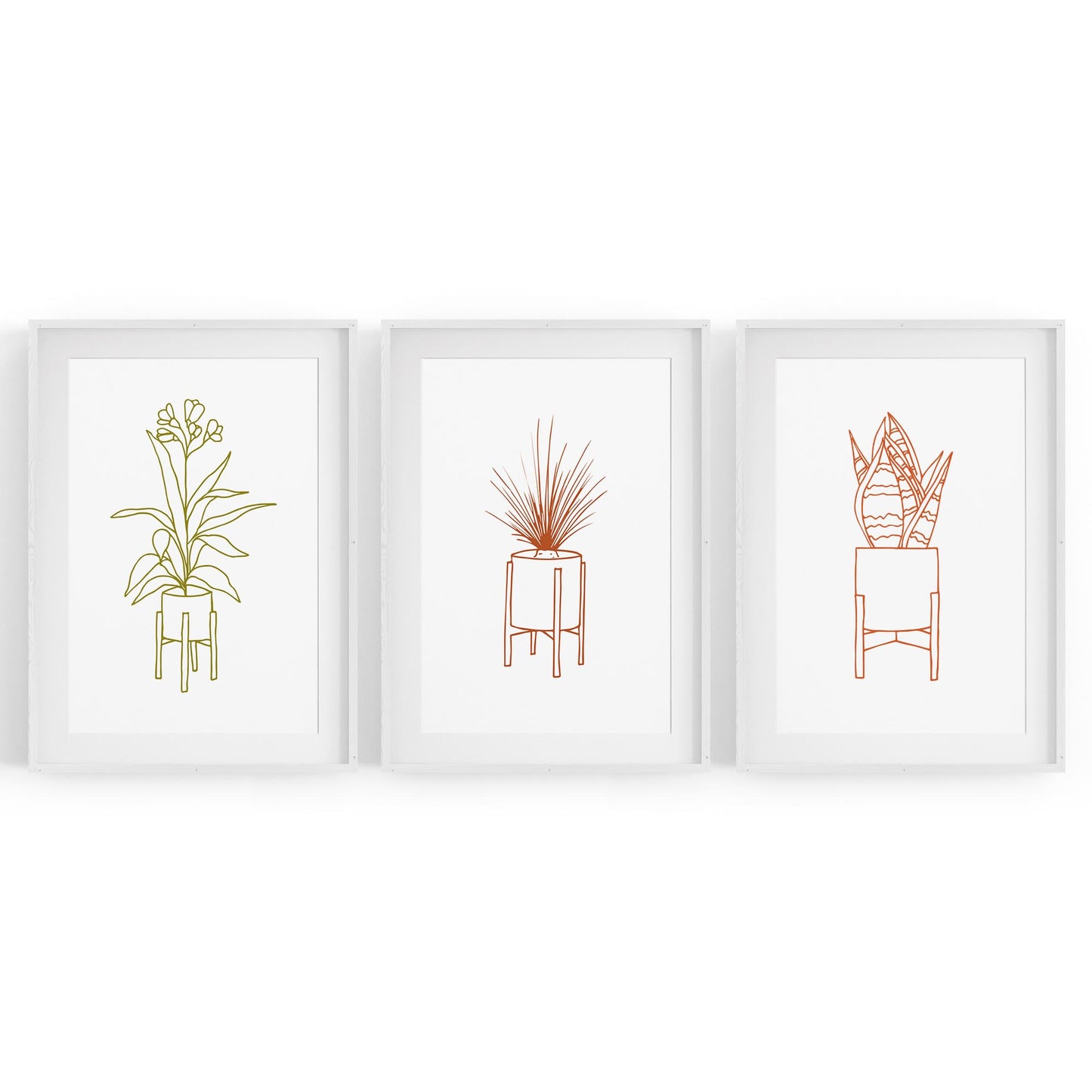 Set of Minimal House Plant Drawing Wall Art #1 - The Affordable Art Company