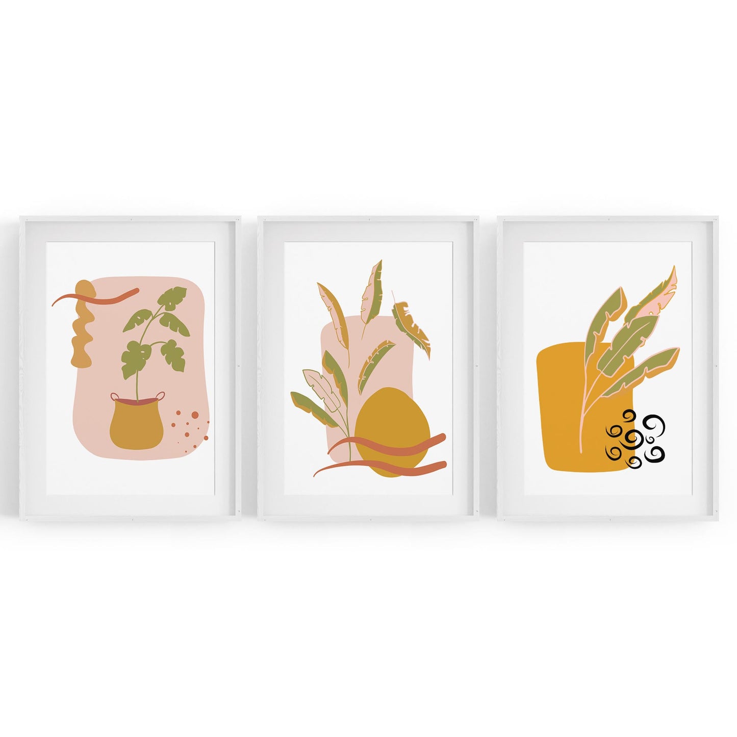 Set of Abstract Minimal Flower Drawings Wall Art - The Affordable Art Company