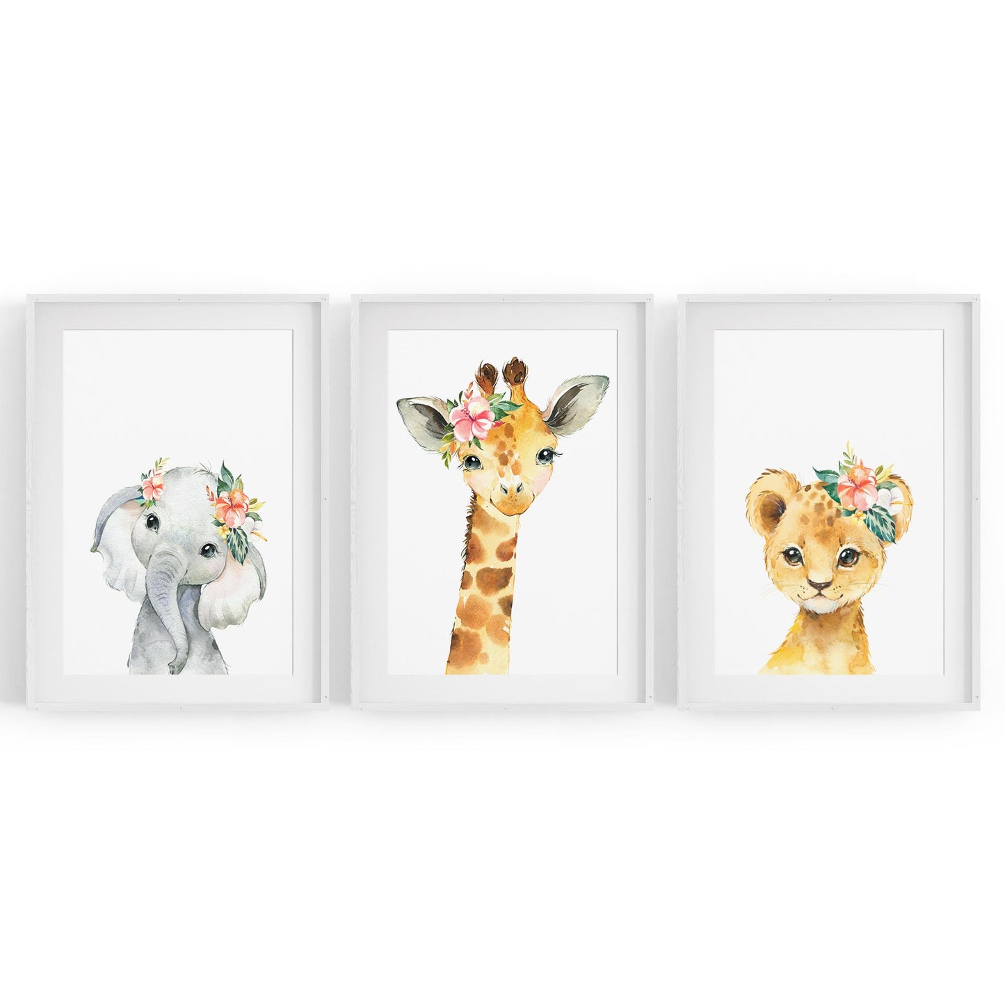 Set of Cute Baby Safari Animals Nursery Wall Art #3 - The Affordable Art Company