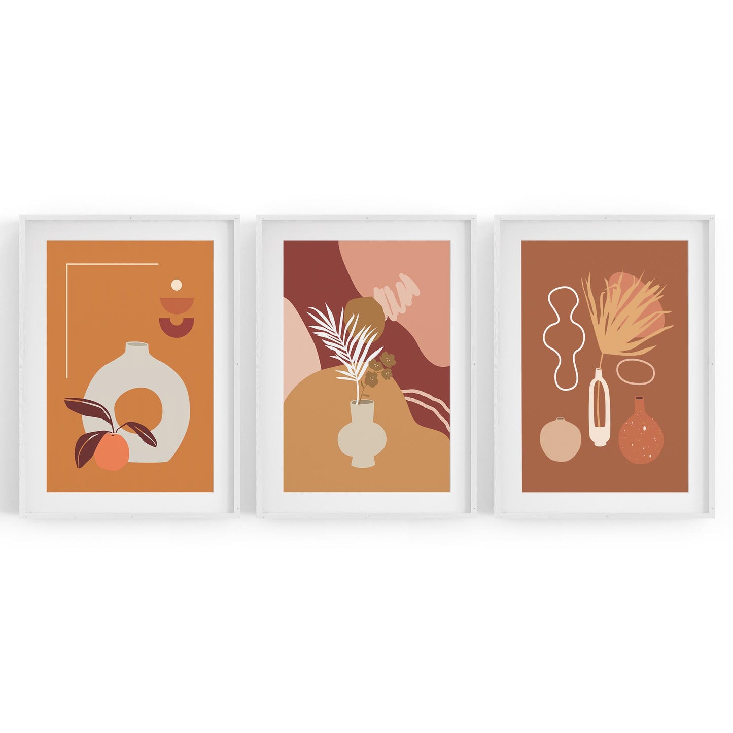 Set of Botanical Abstract Kitchen Hallway Wall Art - The Affordable Art Company