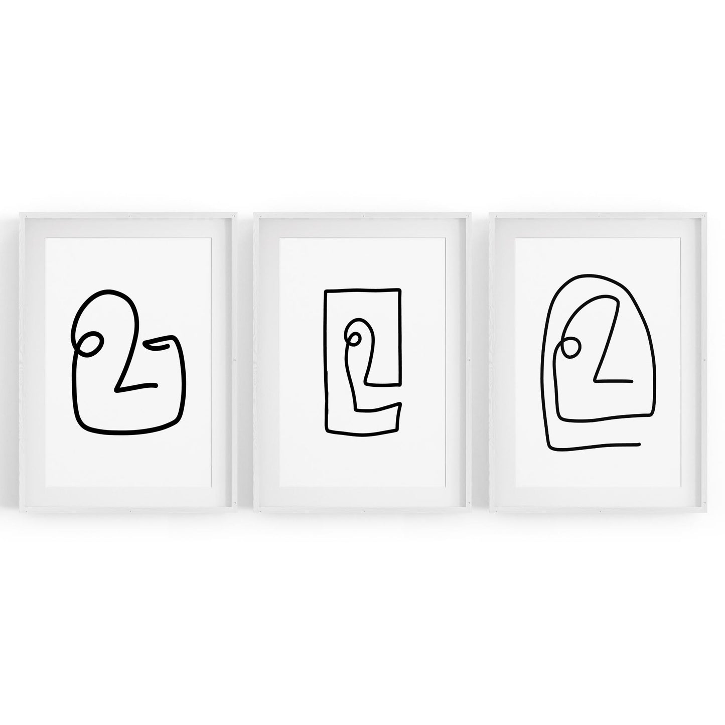 Set of Face Line Drawings Abstract Style Wall Art #1 - The Affordable Art Company