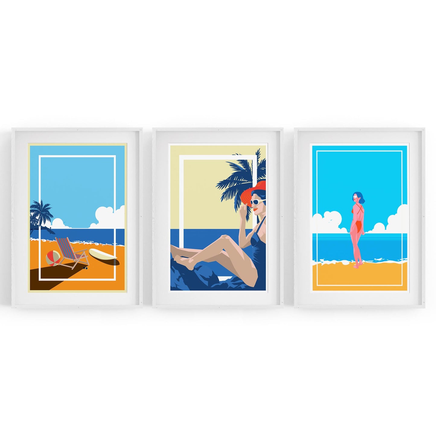 Set of Retro Beach Summer Coastal Wall Art #2 - The Affordable Art Company