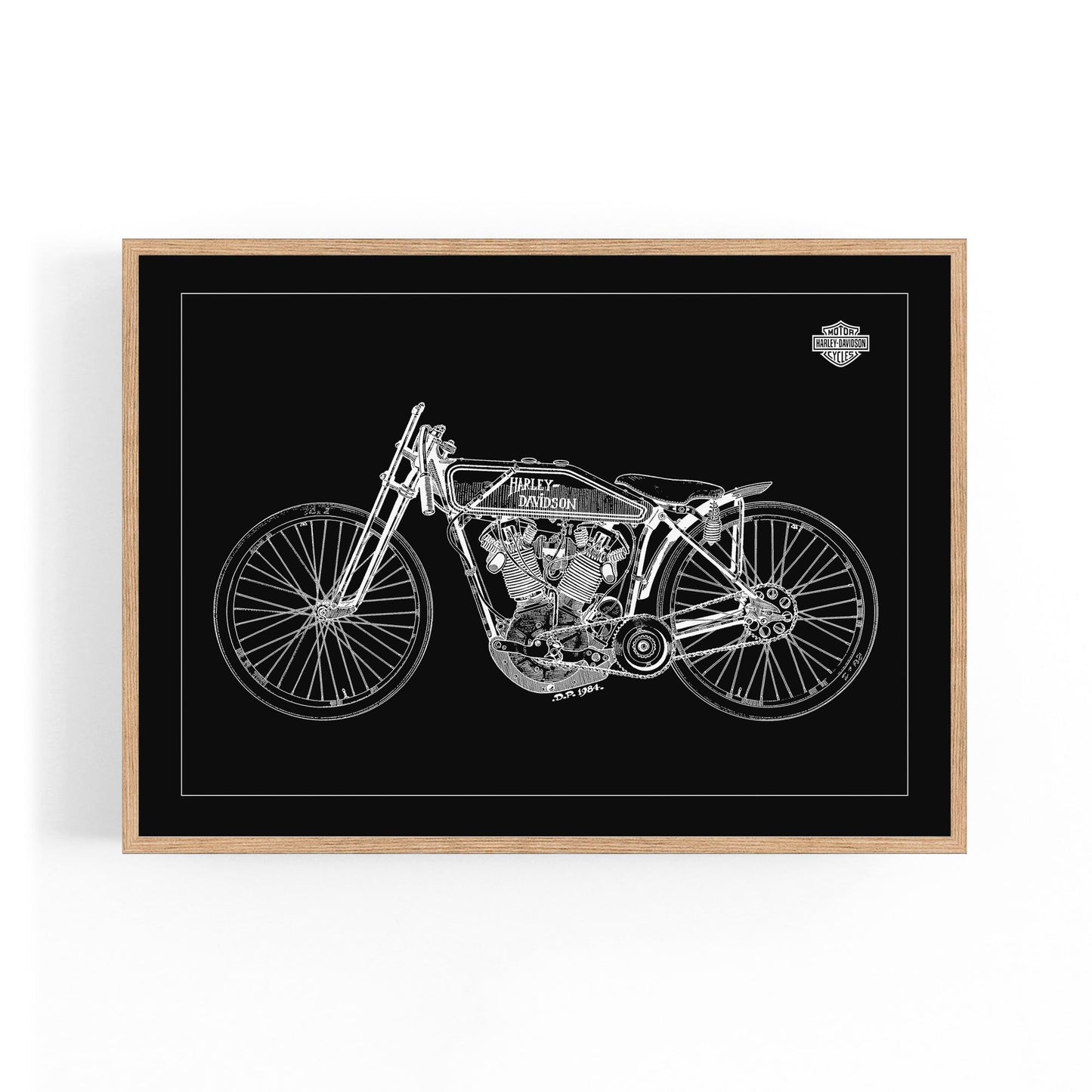 Harley Davidson Motorcycle Patent Black Wall Art - The Affordable Art Company