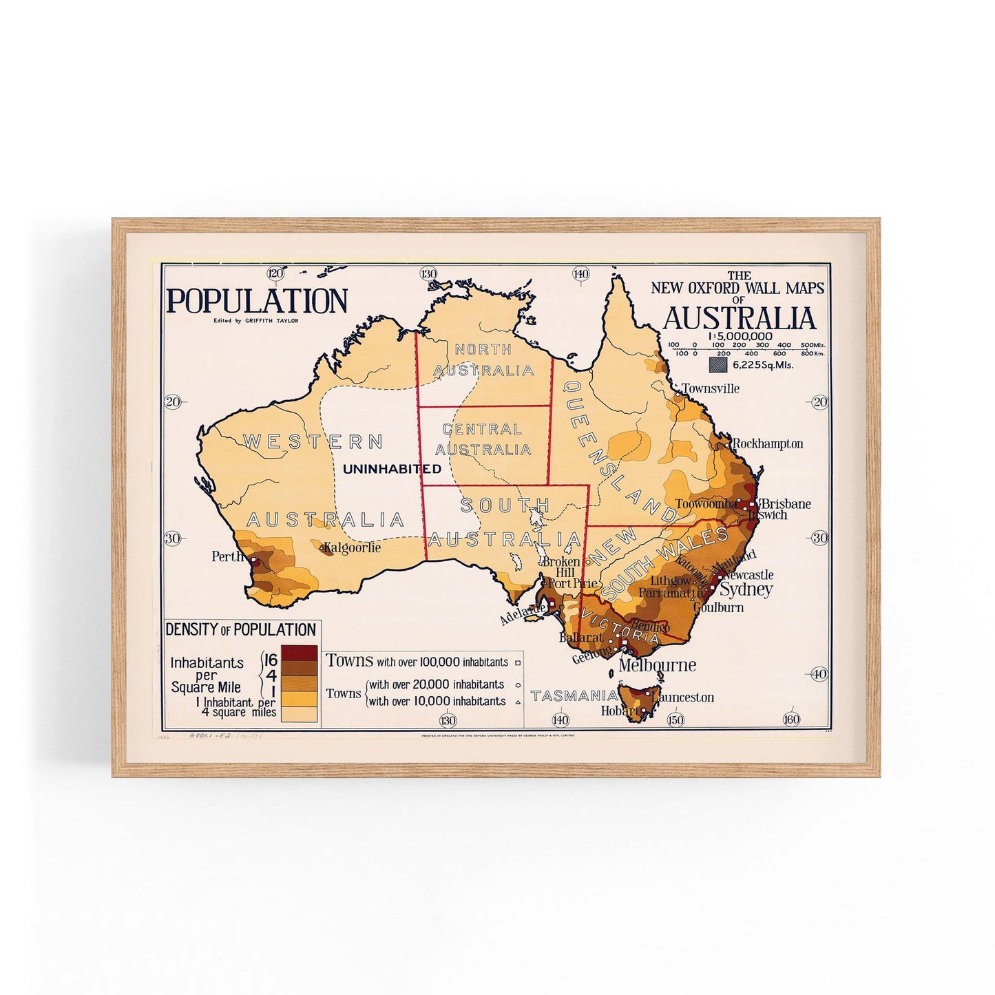 Australian Vintage Map Population Wall Art - The Affordable Art Company