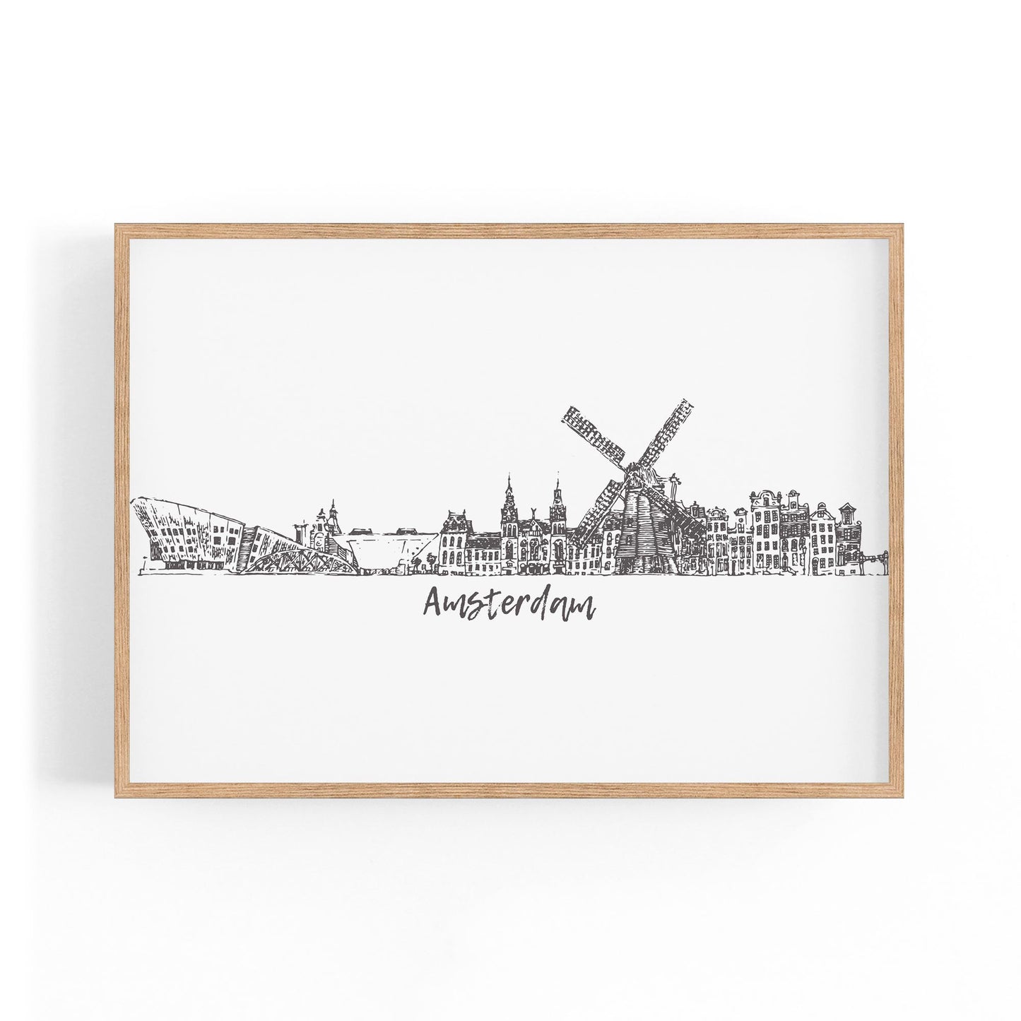 Amsterdam Drawing Travel Minimal Wall Art - The Affordable Art Company