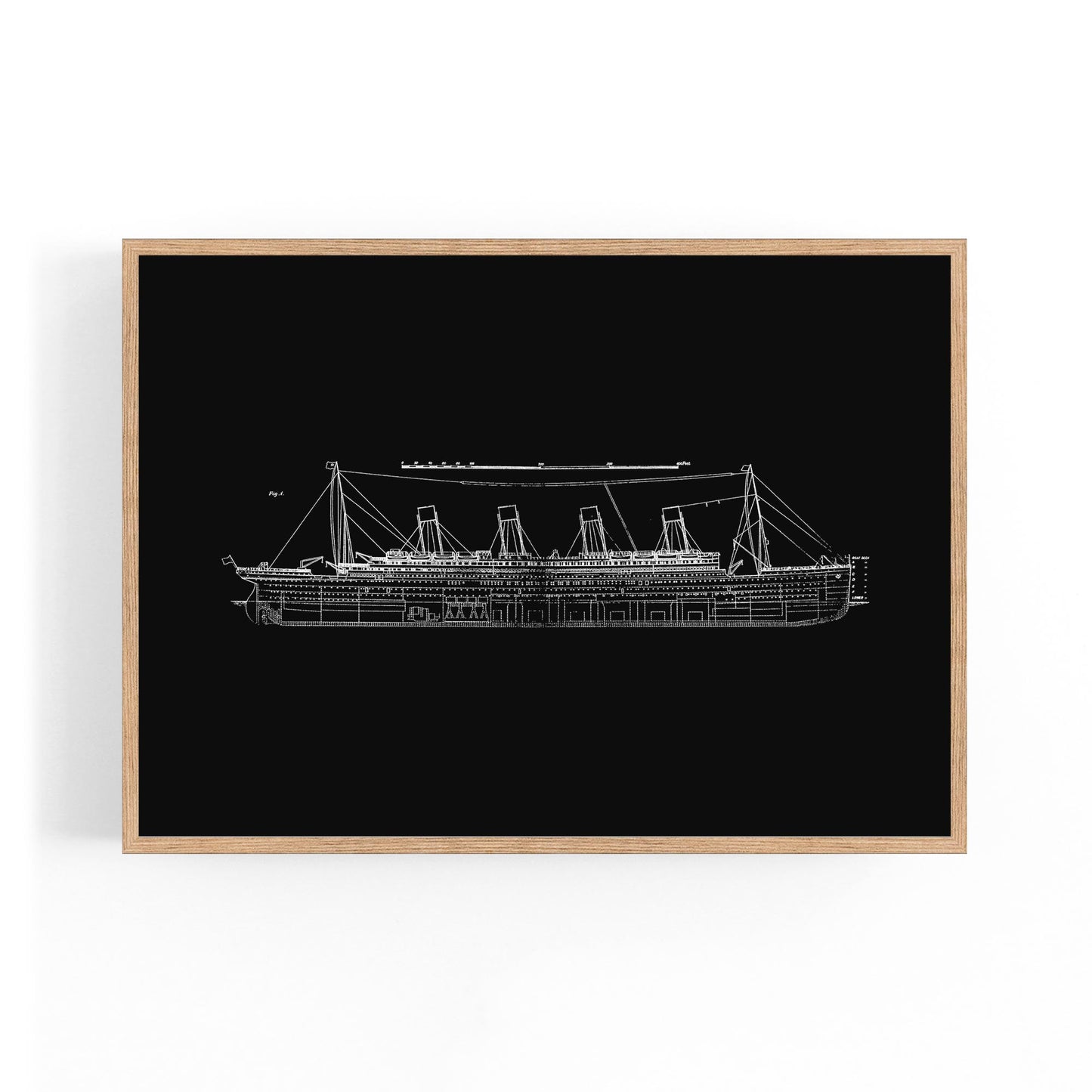 Vintage Titanic Plans Schematic White Wall Art #2 - The Affordable Art Company