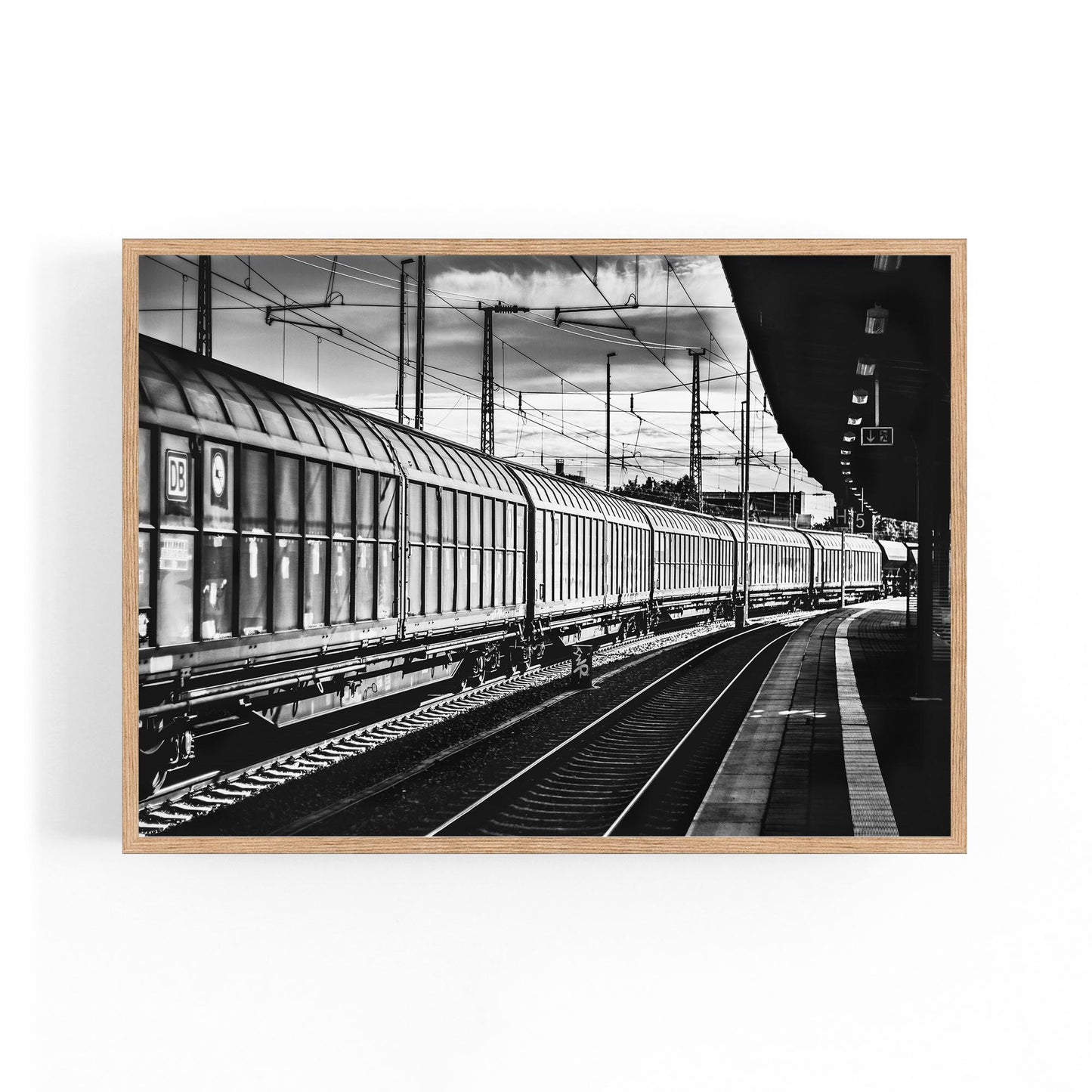 Freight Train Black and White Photograph Wall Art - The Affordable Art Company