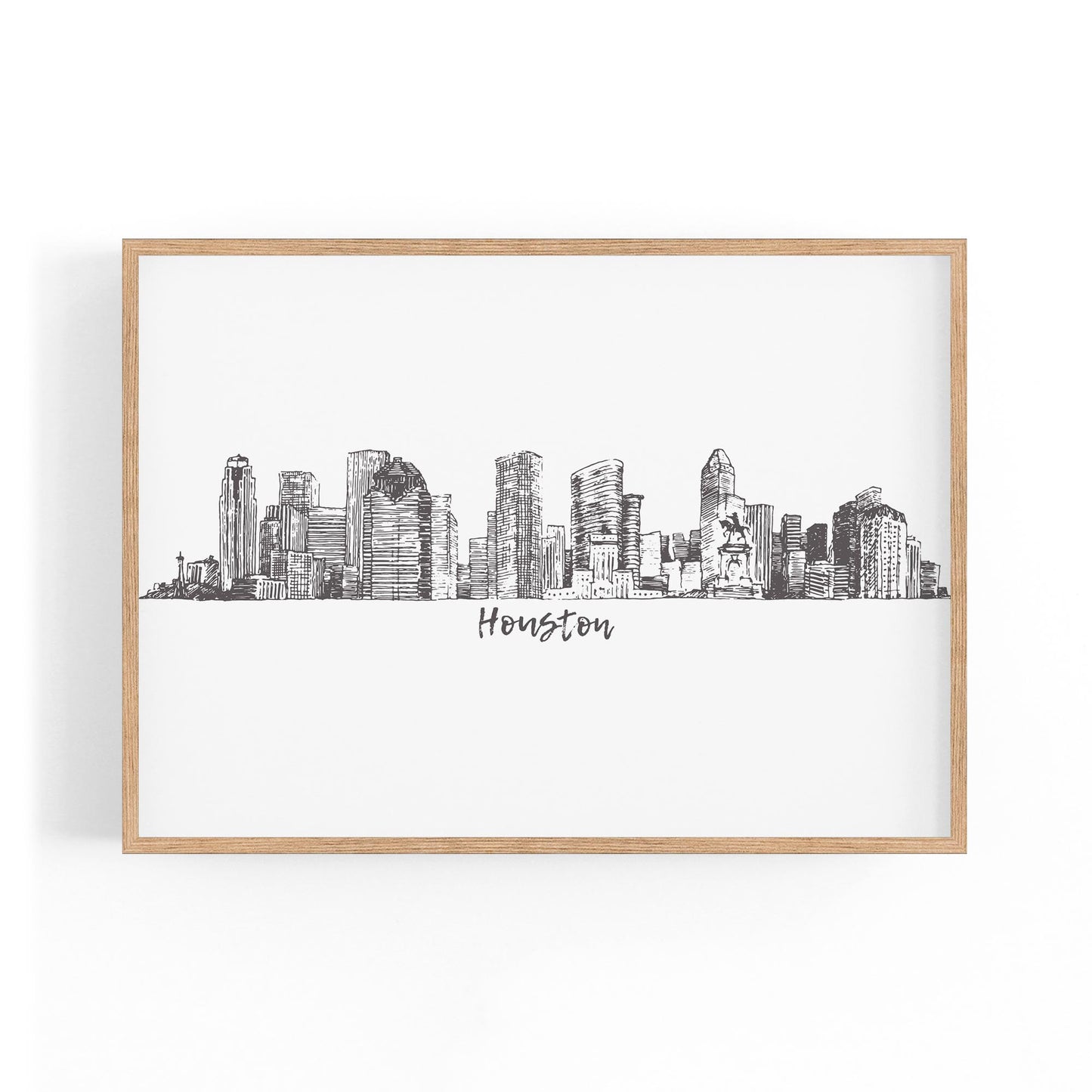 Houston Texas Skyline Drawing Minimal Wall Art - The Affordable Art Company