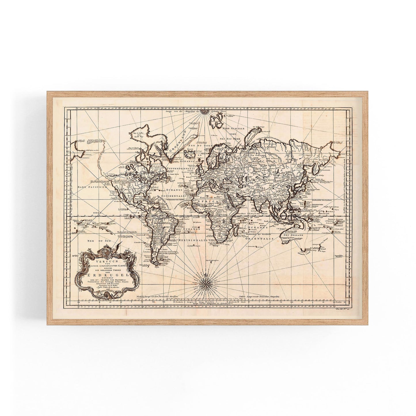 Vintage World Map Old Wall Art #3 - The Affordable Art Company