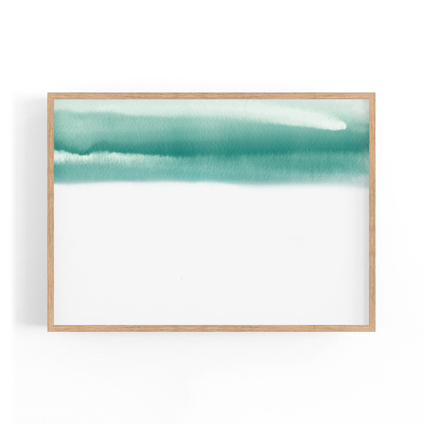 Teal Ink Minimal Ink Painting Blue Wall Art #2 - The Affordable Art Company
