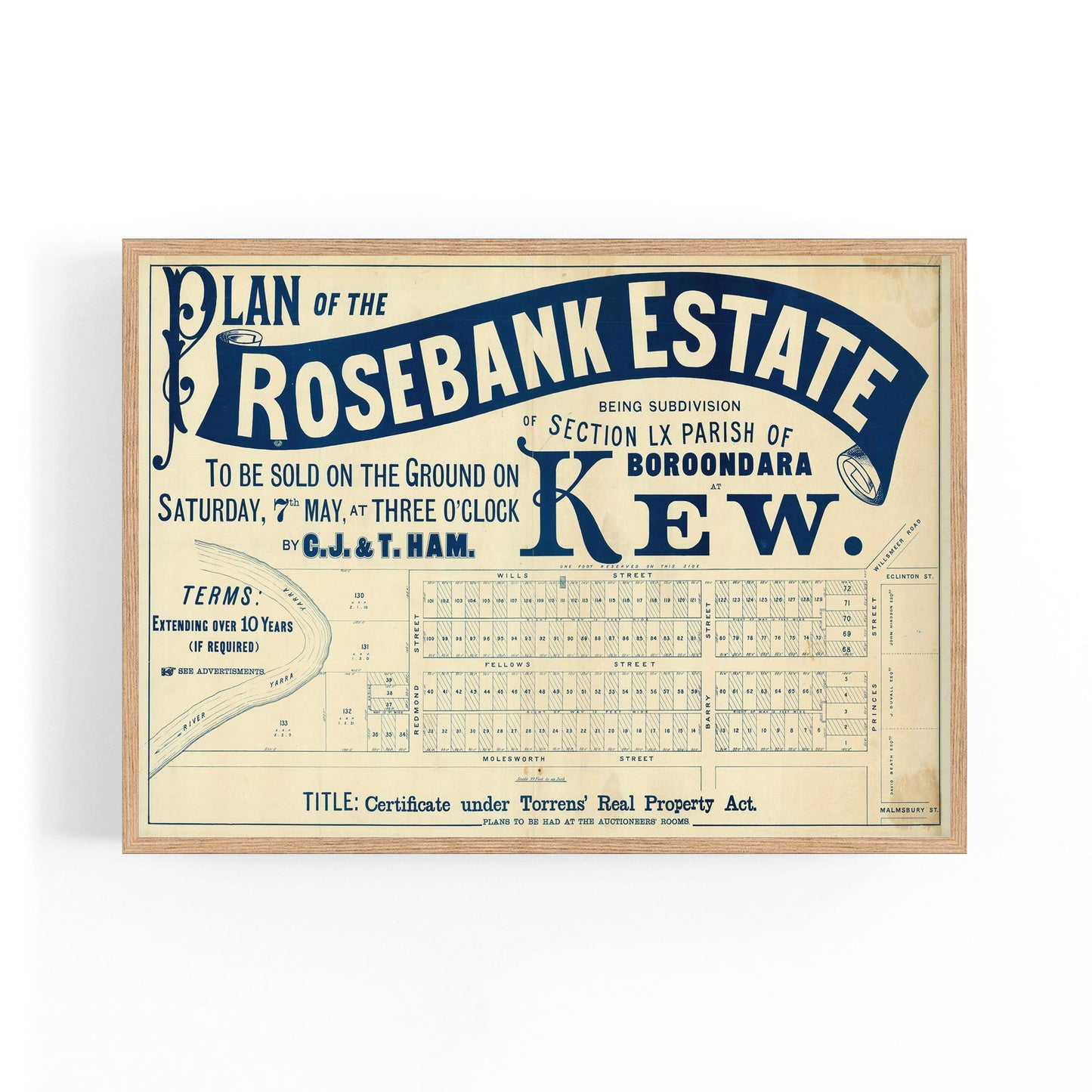 Kew Melbourne Vintage Real Estate Advert Wall Art #1 - The Affordable Art Company