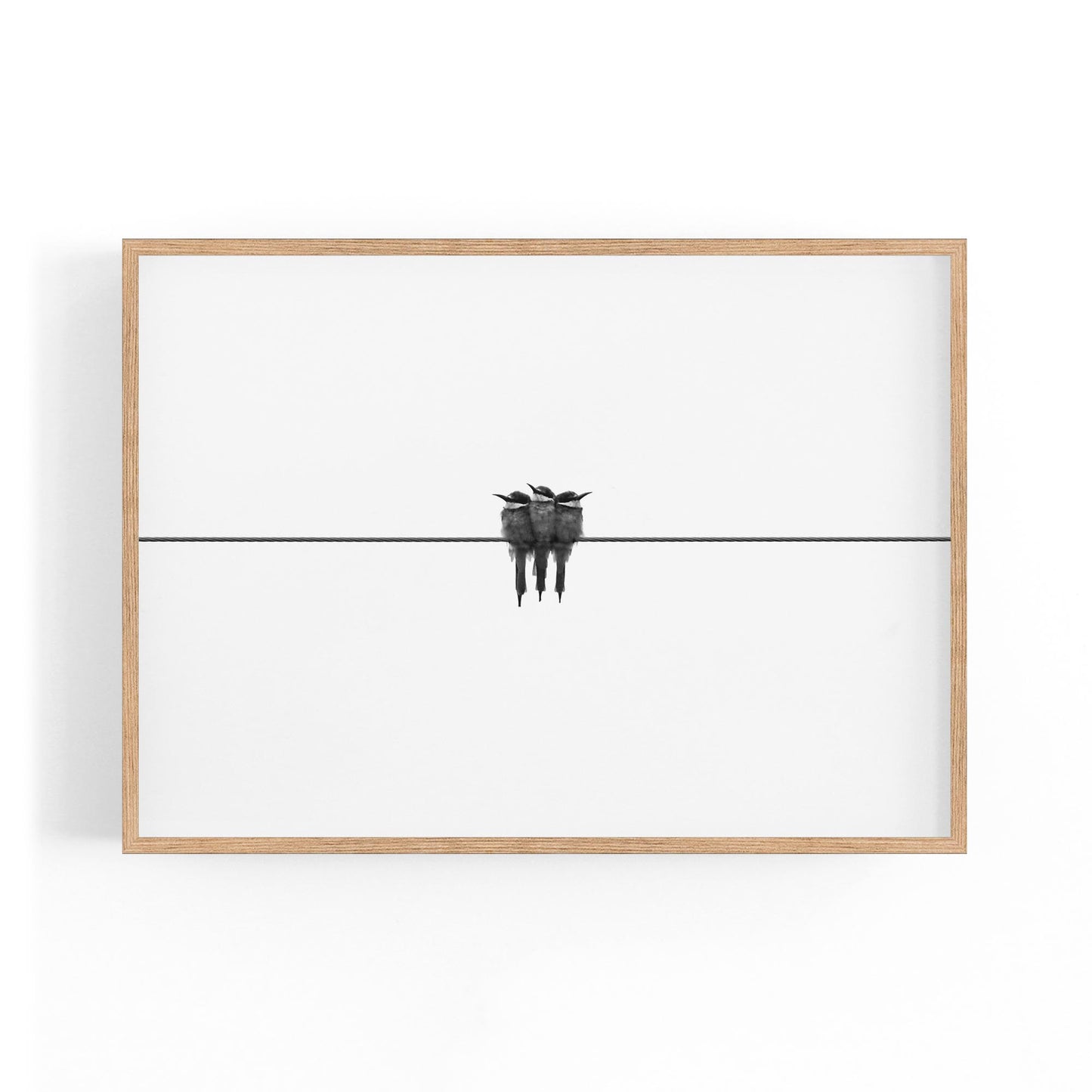 Abstract Bird on Wire Minimal Drawing Wall Art - The Affordable Art Company