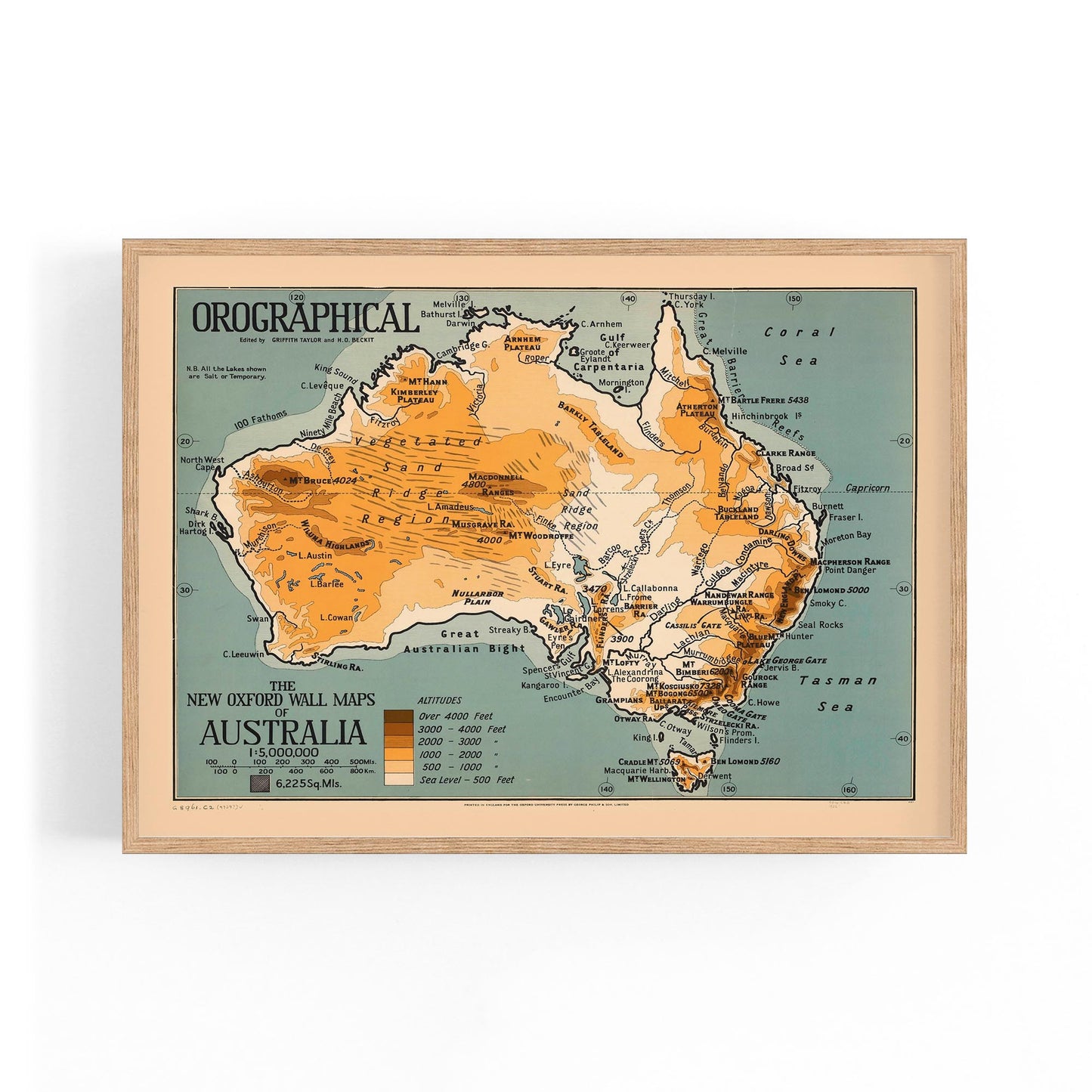 Australian Vintage Map Geographical Wall Art - The Affordable Art Company