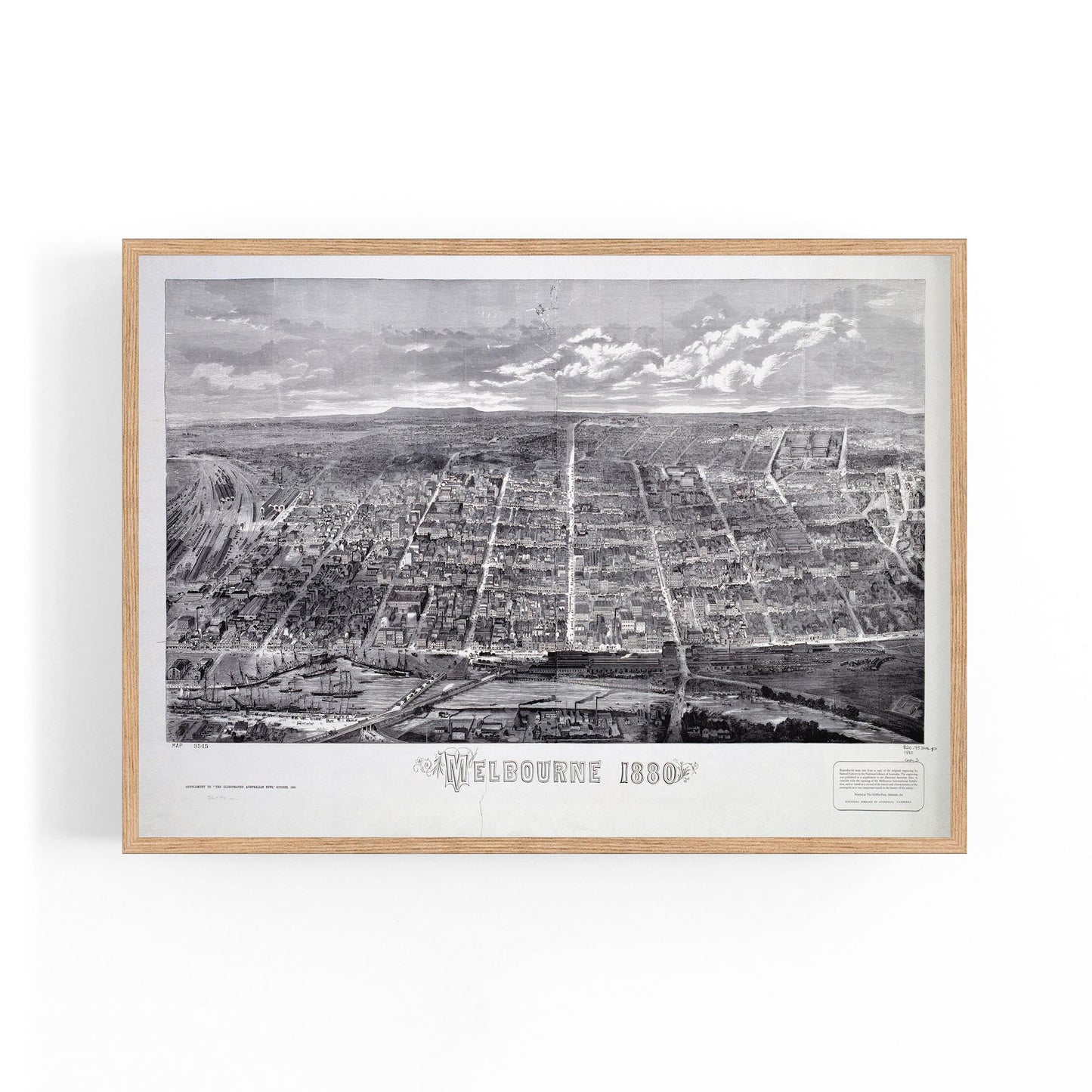 Melbourne City Vintage Drawing Wall Art - The Affordable Art Company